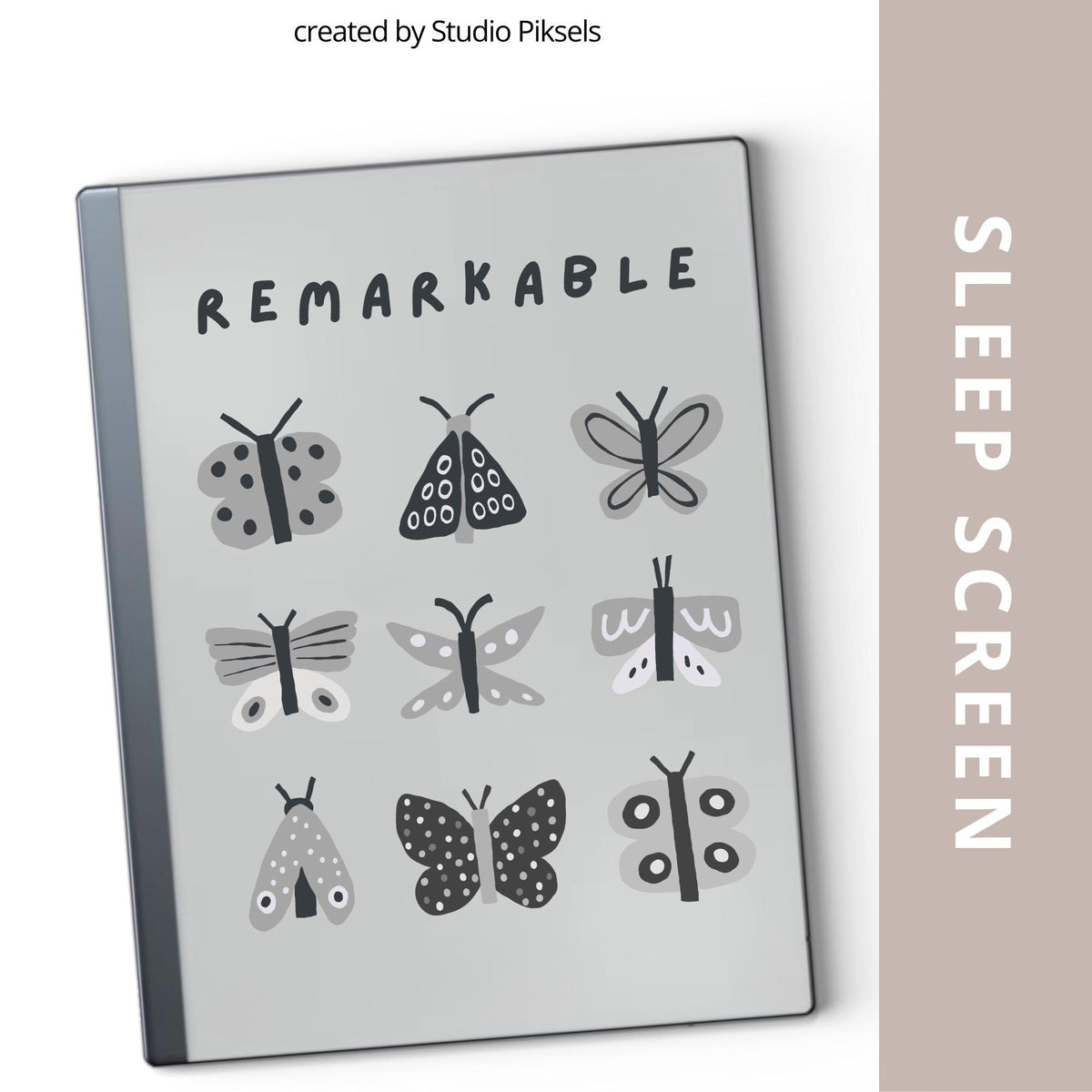 Enhance your reMarkable tablet with a cheerful butterfly-themed sleep screen. This design brings nature-inspired whimsy to your device, creating a lighthearted and uplifting display every time it enters sleep mode.