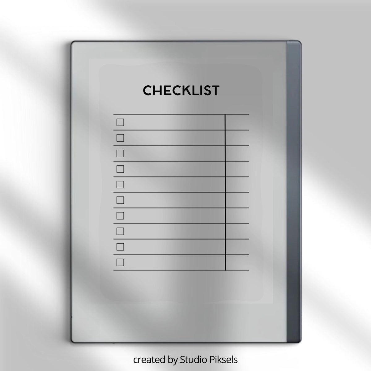 Minimalist checklist notebook for reMarkable 2 and Paper Pure with 50 reusable pages for task management, productivity planning, and daily to-do lists