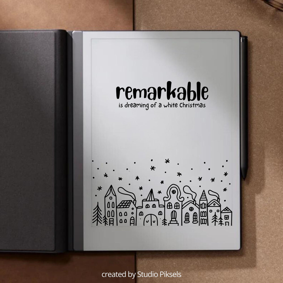 Christmas sleep screen bundle for reMarkable 2 and reMarkable Paper Pure with festive holiday and winter artwork in PNG and PDF format