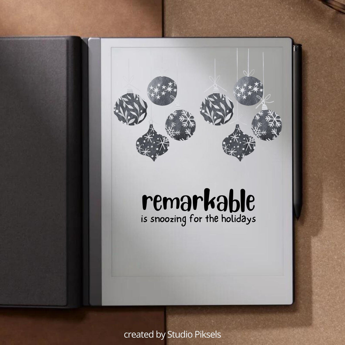 Christmas sleep screen bundle for reMarkable 2 and reMarkable Paper Pure with festive holiday and winter artwork in PNG and PDF format