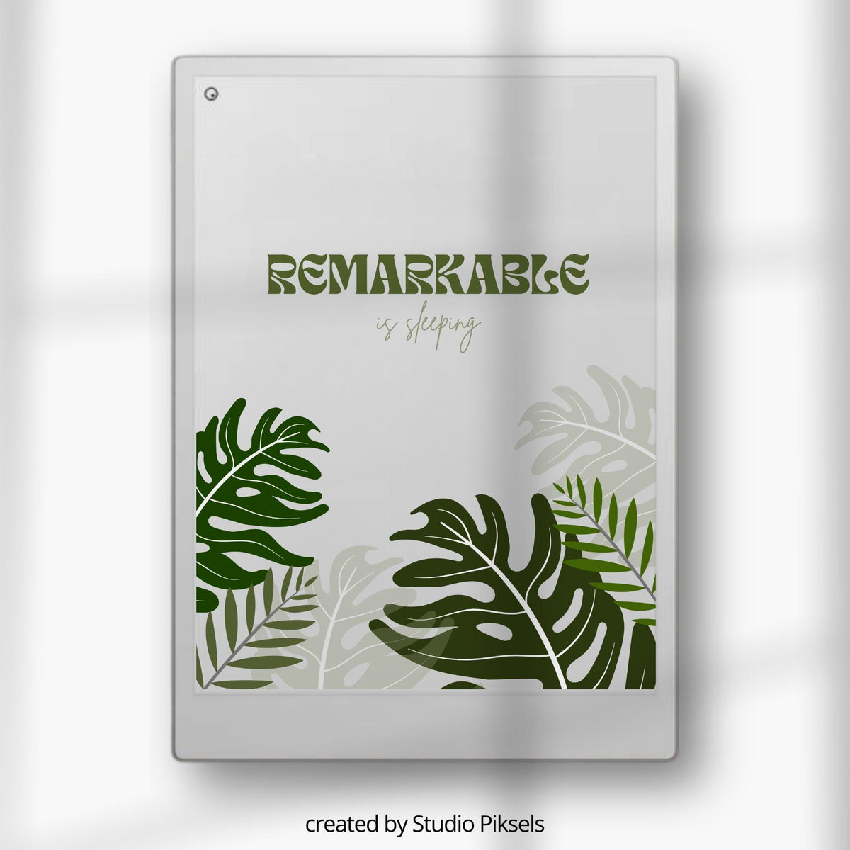 Sleep Screen for reMarkable Paper Pro with Monstera Tropical Leaf Pattern