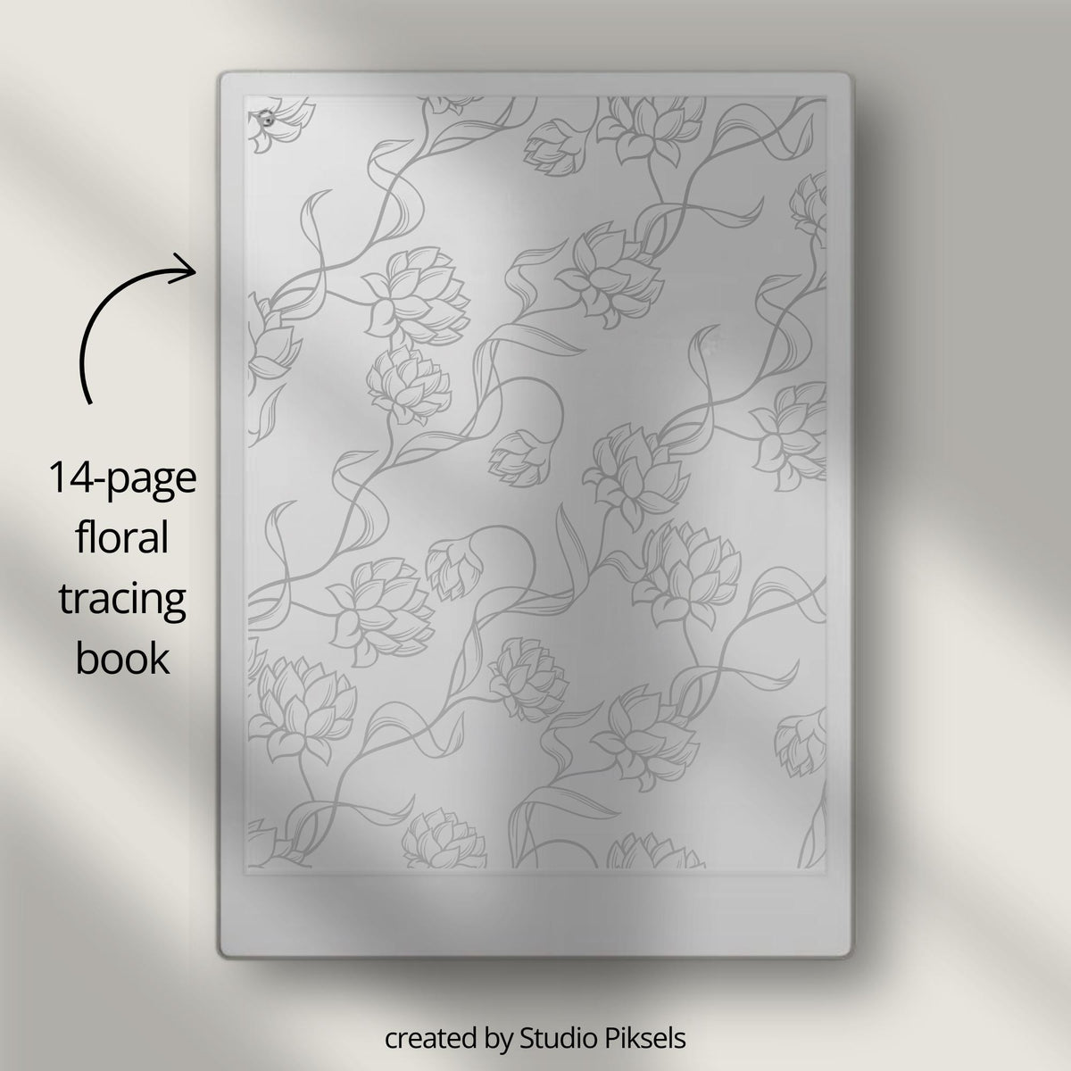 Tracing Book Bundle for reMarkable Paper Pro featuring abstract patterns, floral illustrations, and decorative alphabet tracing pages designed for mindful tracing, relaxation, and creative digital drawing on eInk devices.
