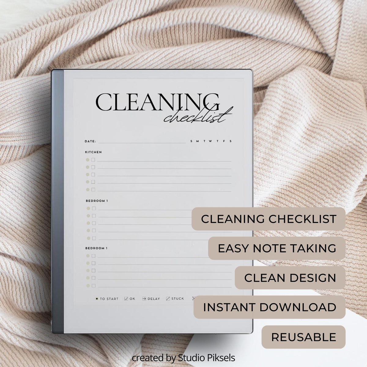 Cleaning Checklist Template for reMarkable 2