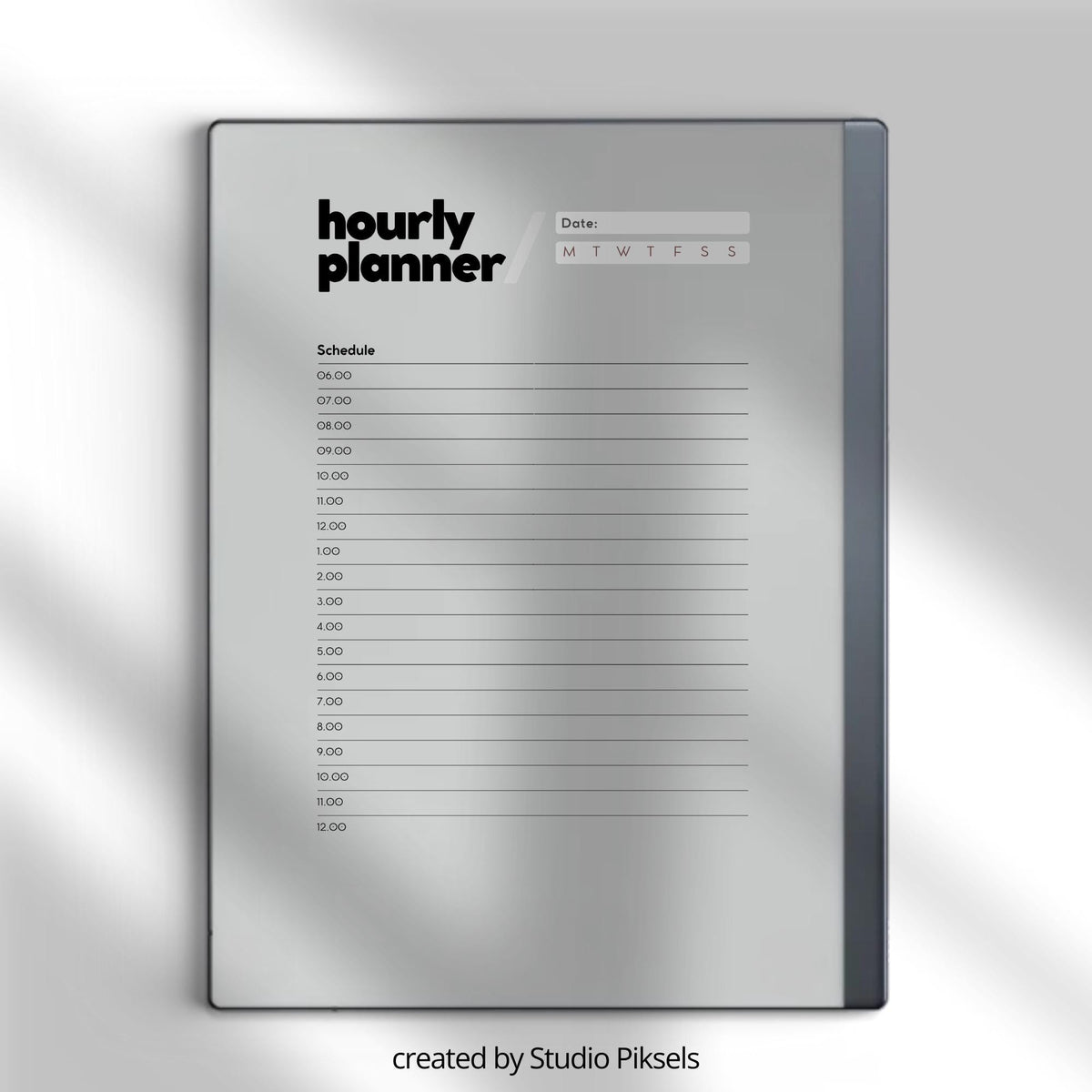 Daily Planner Bundle for reMarkable 2 and reMarkable Paper Pure featuring minimalist digital planners with hourly schedules, task lists, meal planning, and notes sections