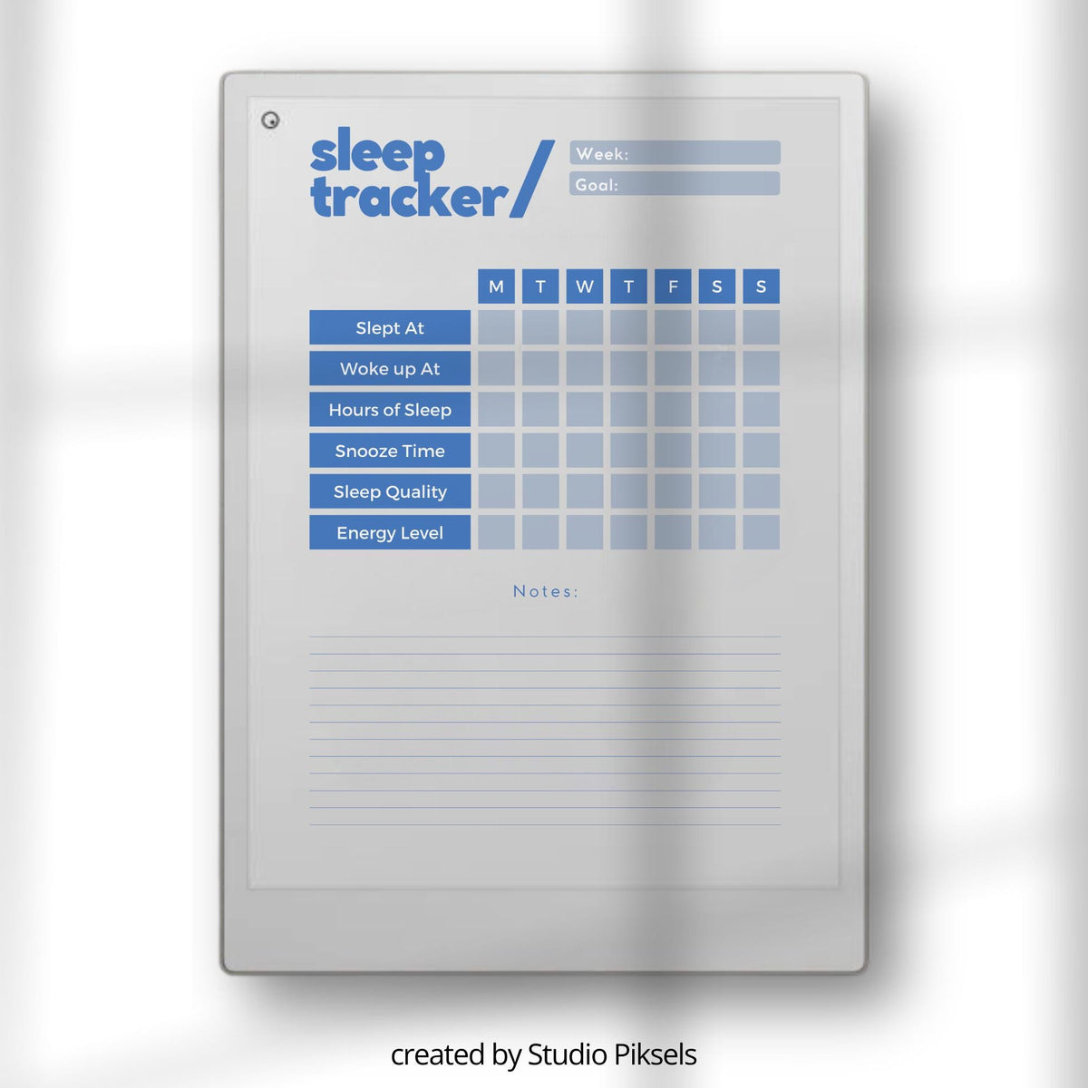 Sleep Tracker Bundle for reMarkable Paper Pro with reusable daily, weekly, and monthly sleep tracking templates, wellness planning layouts, and minimalist digital sleep journal pages.