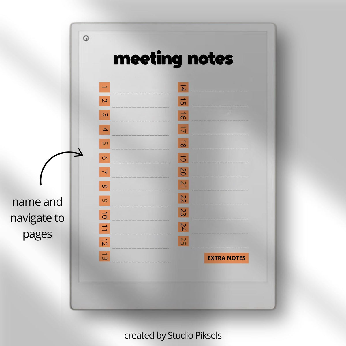 Keep discussions, decisions, and action items organized with a reusable meeting minutes notebook designed to support productive meetings and efficient digital note-taking on reMarkable Paper Pro.