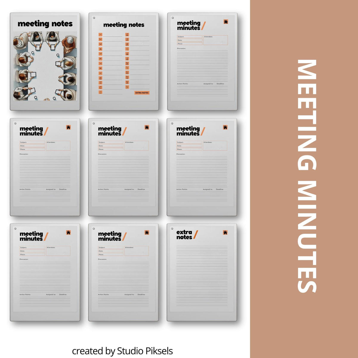 Keep discussions, decisions, and action items organized with a reusable meeting minutes notebook designed to support productive meetings and efficient digital note-taking on reMarkable Paper Pro.