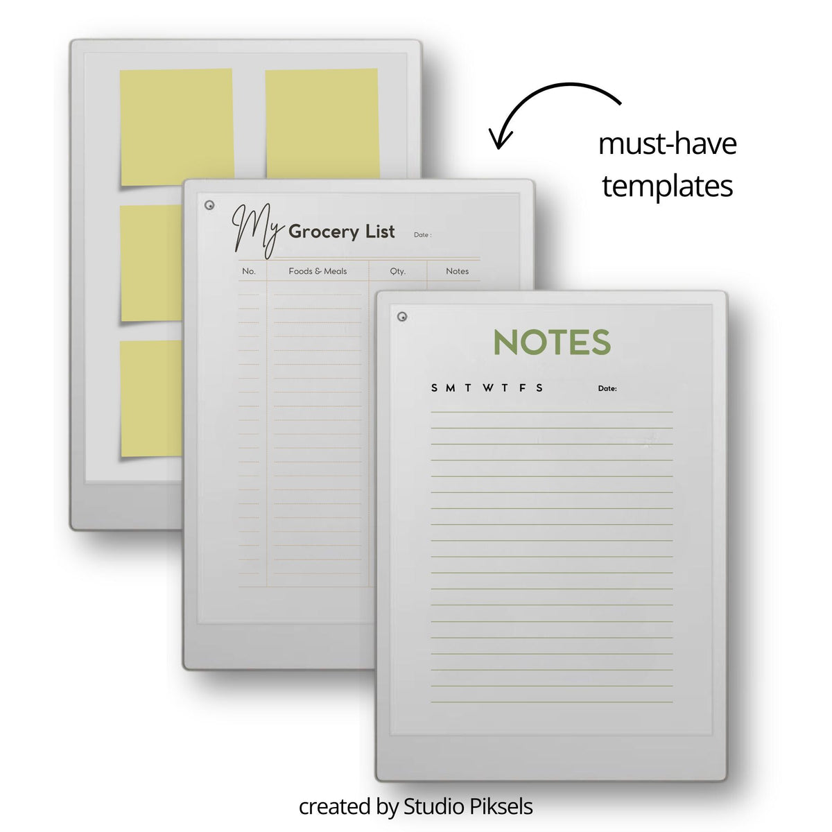 Starter Bundle for reMarkable Paper Pro all-in-one digital planner bundle with hyperlinked year planner, address book, password tracker, notebook, and productivity templates. Includes structured planning tools, organization layouts, and creative pages for daily use on reMarkable Paper Pro.