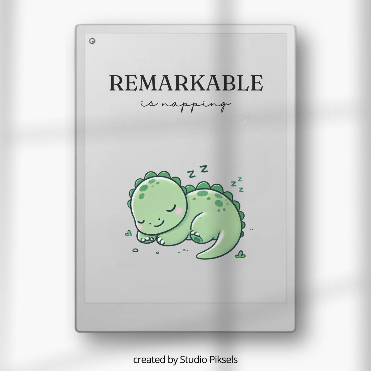 Sleep Screen for reMarkable Paper Pro With Napping Dinosaur