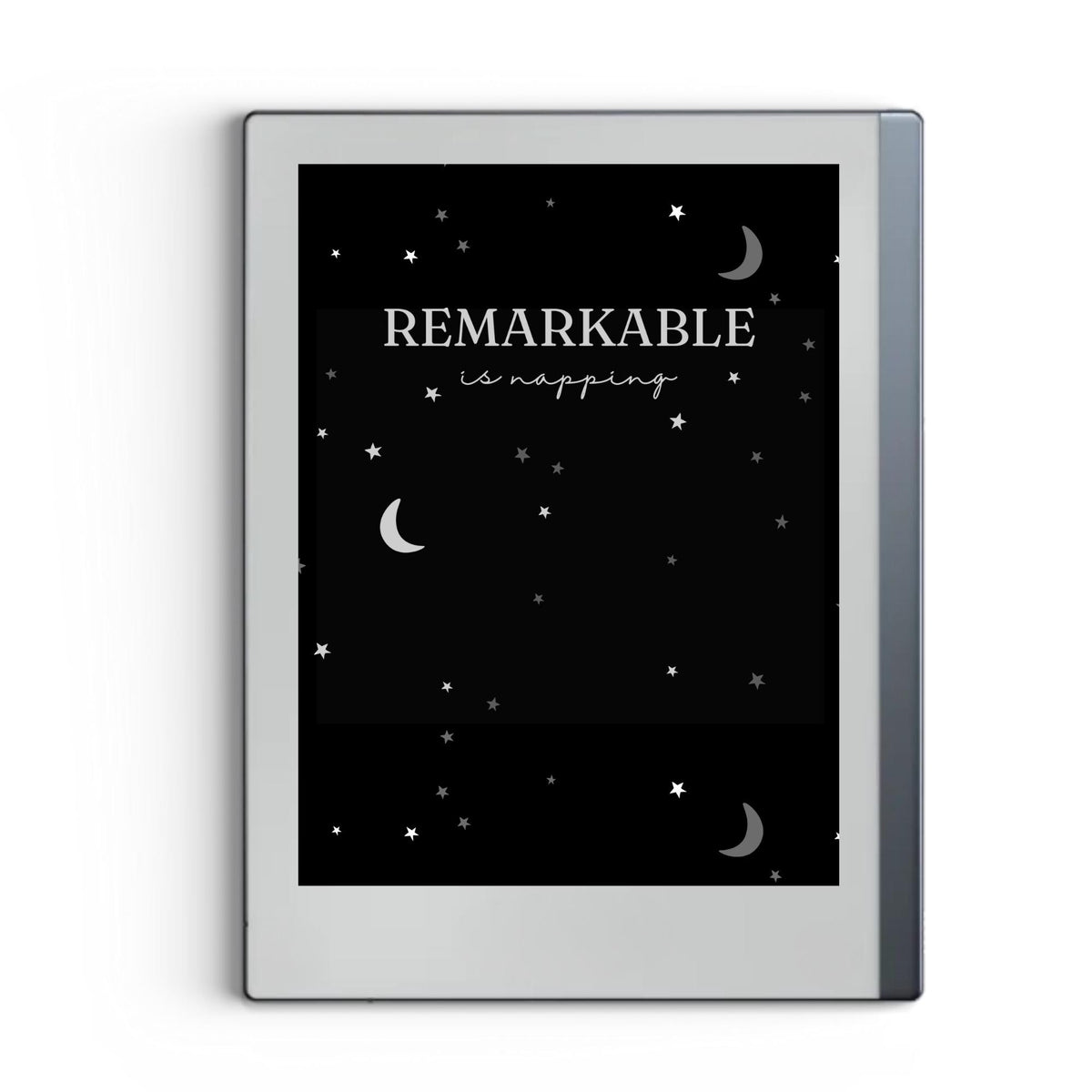 Moons and stars sleep screen for reMarkable 2 and reMarkable Paper Pure with celestial line art moon and star artwork in PNG format
