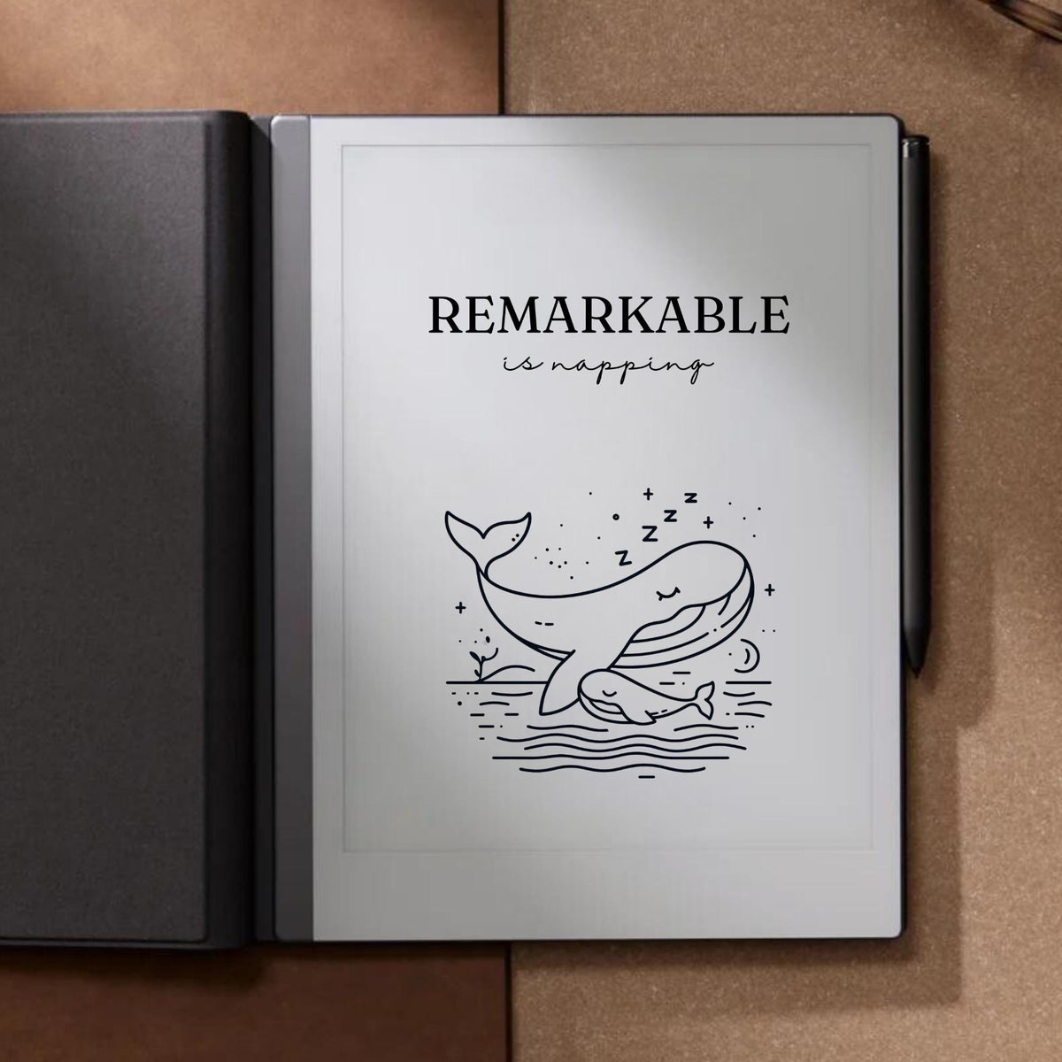 Sleep Screen for reMarkable With Napping Whales