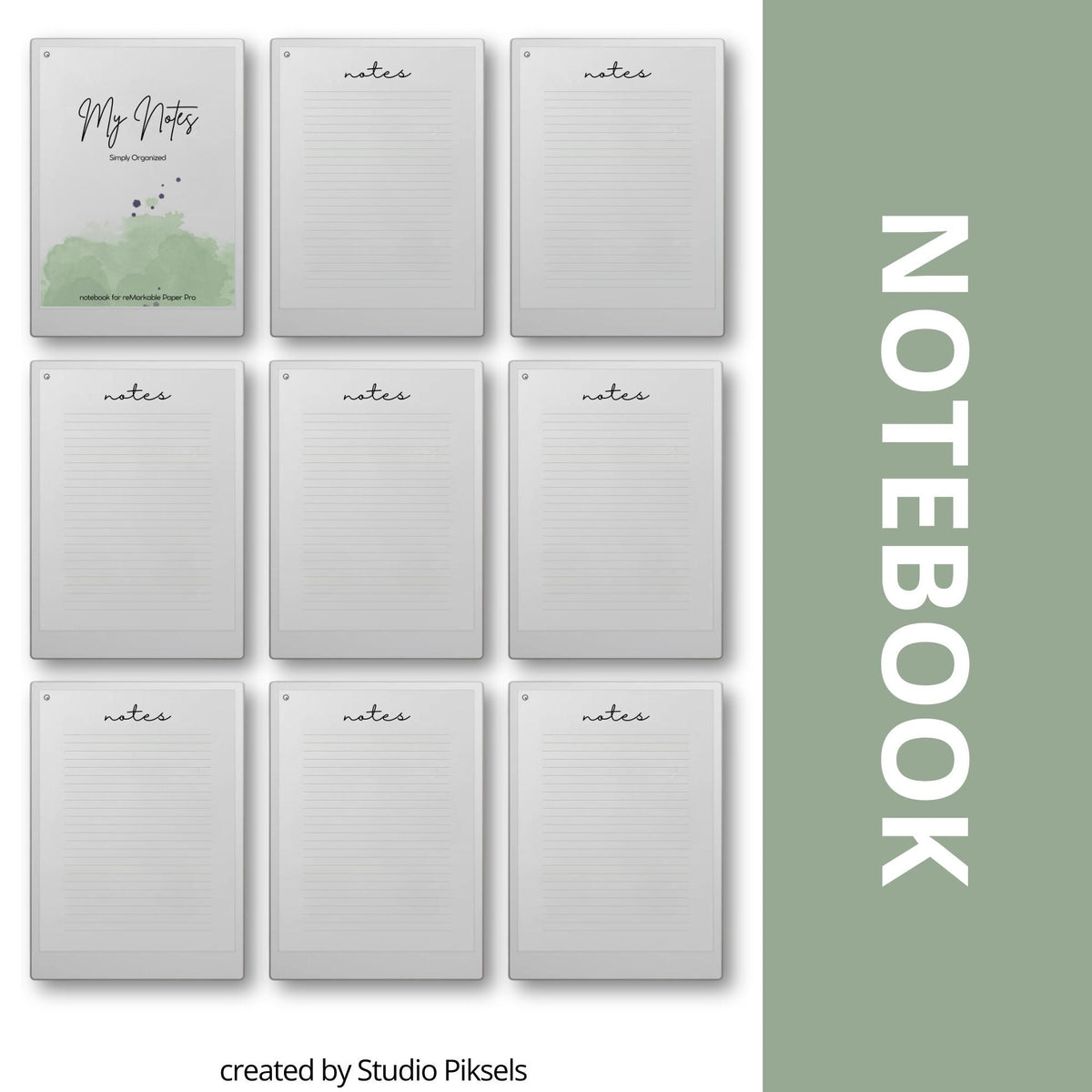 Notebook for reMarkable Paper Pro with notes and 75 pages