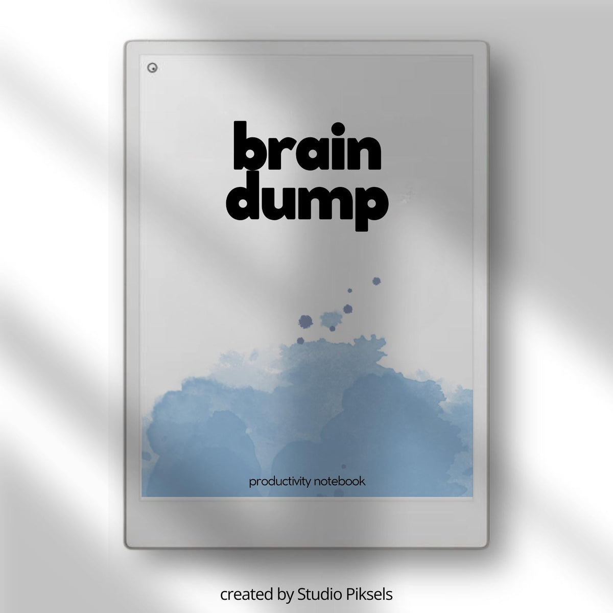Brain Dump Template for reMarkable Paper Pro featuring 75 minimalist digital PDF pages with open writing space for brainstorming, task tracking, idea capture, reminders, thoughts, notes, priorities, and freeform planning.