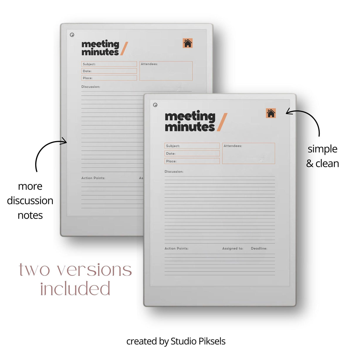 Keep discussions, decisions, and action items organized with a reusable meeting minutes notebook designed to support productive meetings and efficient digital note-taking on reMarkable Paper Pro.