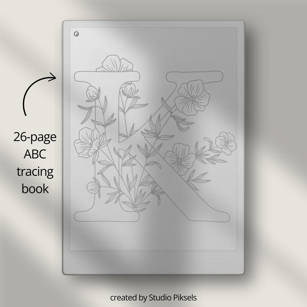 Tracing Book Bundle for reMarkable Paper Pro featuring abstract patterns, floral illustrations, and decorative alphabet tracing pages designed for mindful tracing, relaxation, and creative digital drawing on eInk devices.