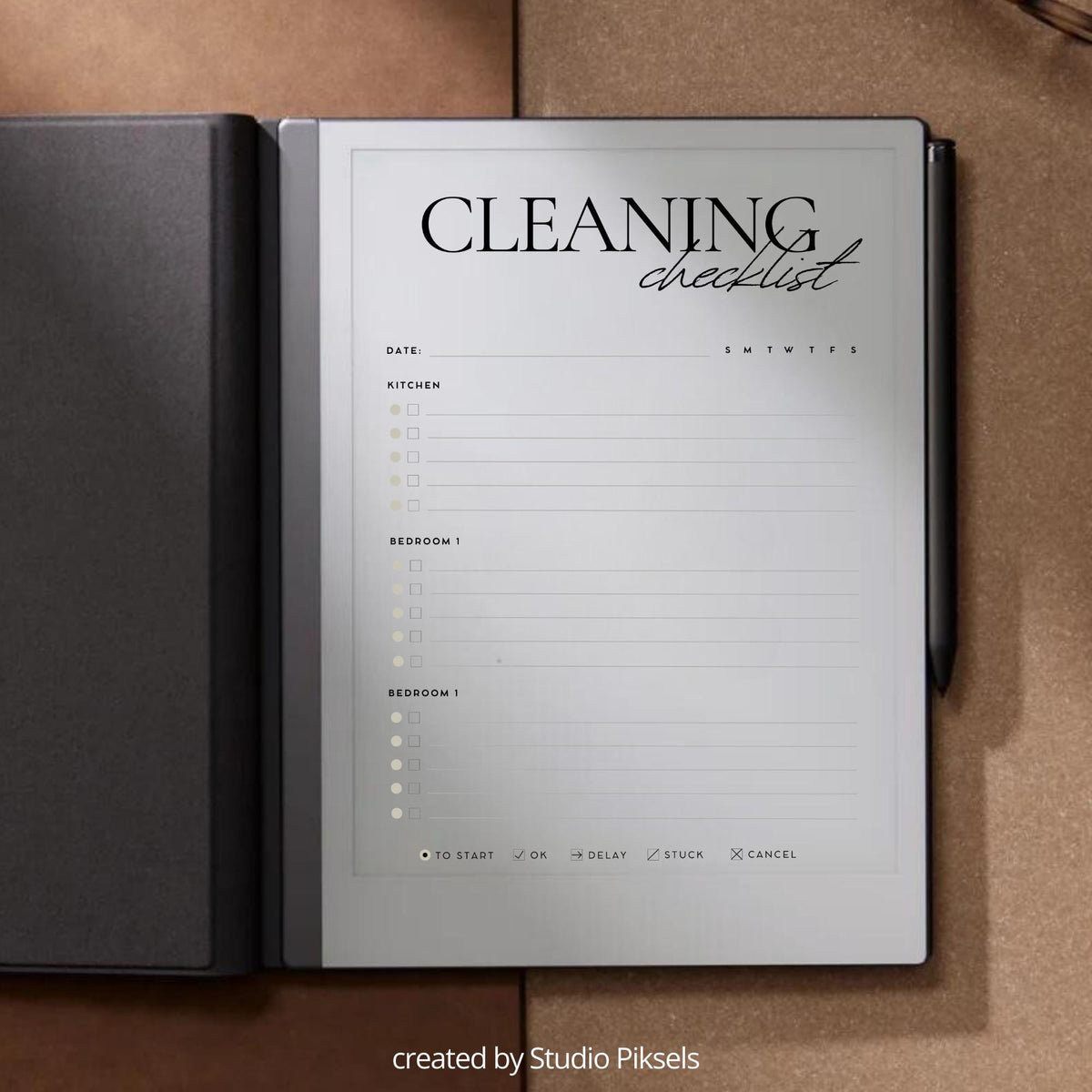 Cleaning Checklist Template for reMarkable 2