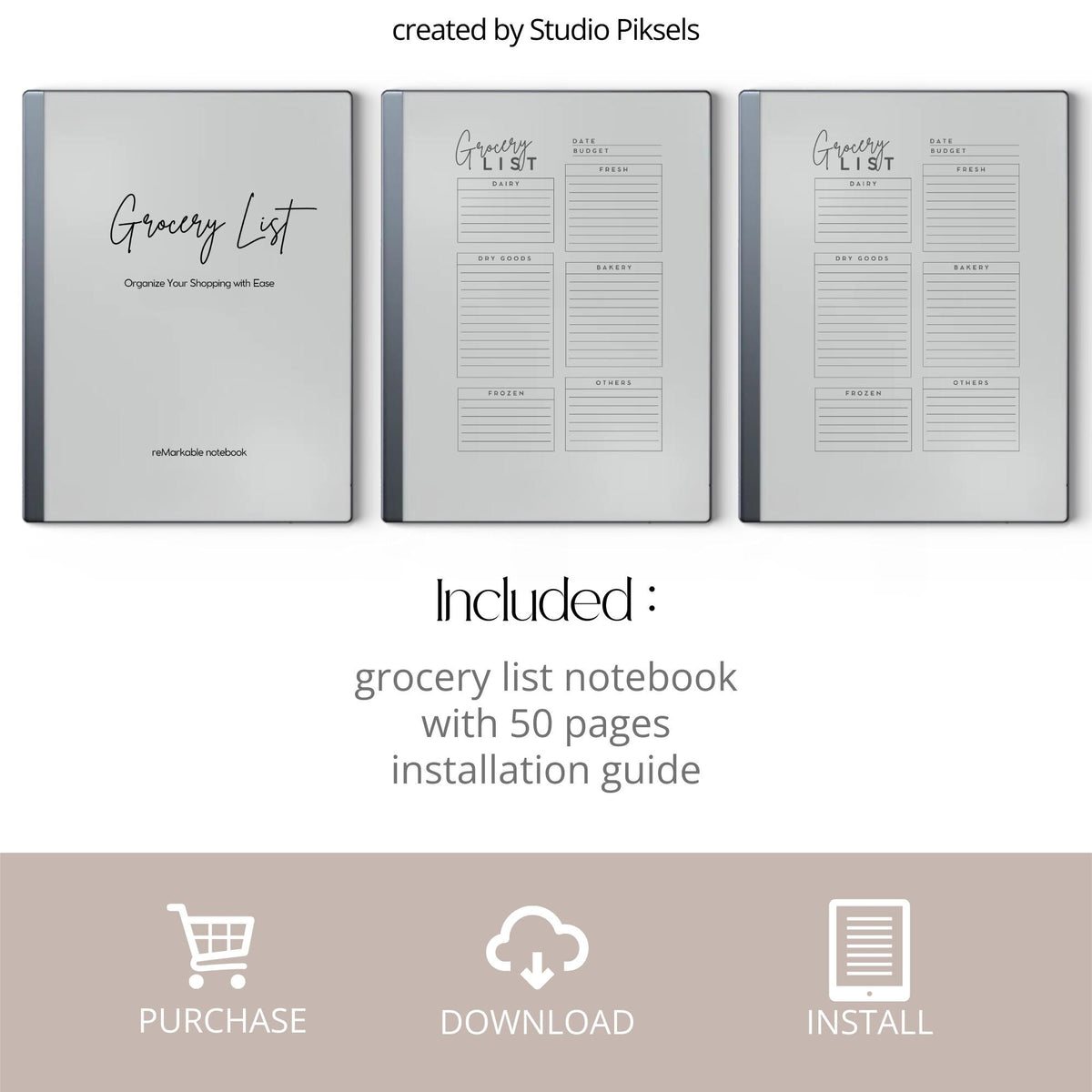 Grocery List Notebook forGrocery List Notebook for reMarkable Paper Pure and reMarkable 2  reMarkable