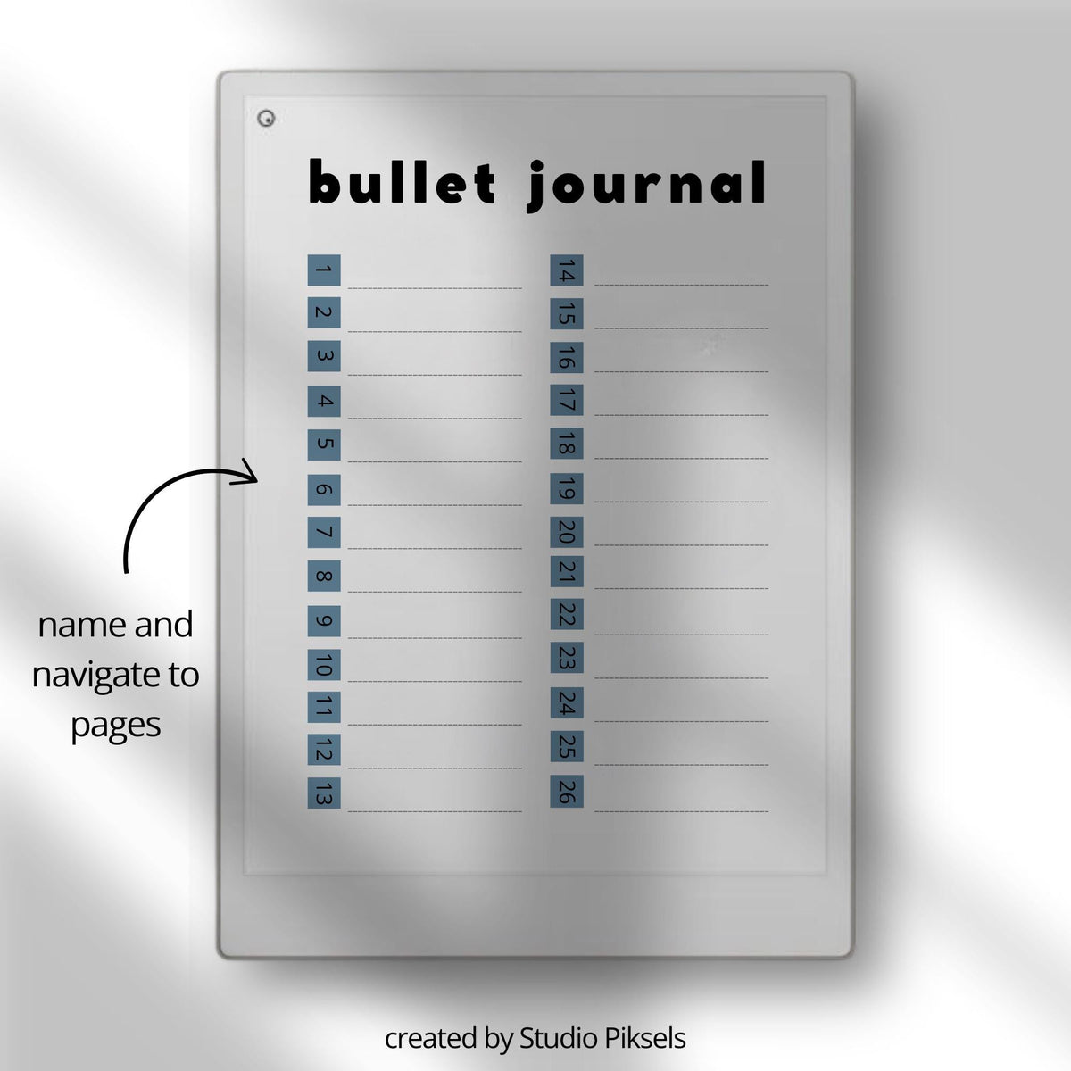 Hyperlinked Bullet Journal Bundle for reMarkable Paper Pro with dot grid notebook layouts, digital journaling pages, productivity planning templates, and reusable notebook PDFs.