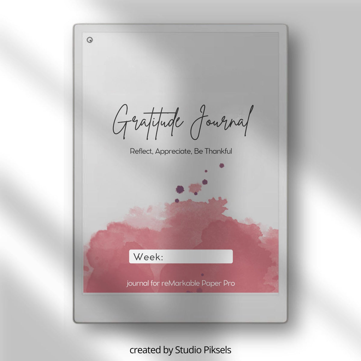 Gratitude Journal for reMarkable Paper Pro with daily reflection prompts, mindfulness journaling pages, affirmations, and reusable digital gratitude layouts.
