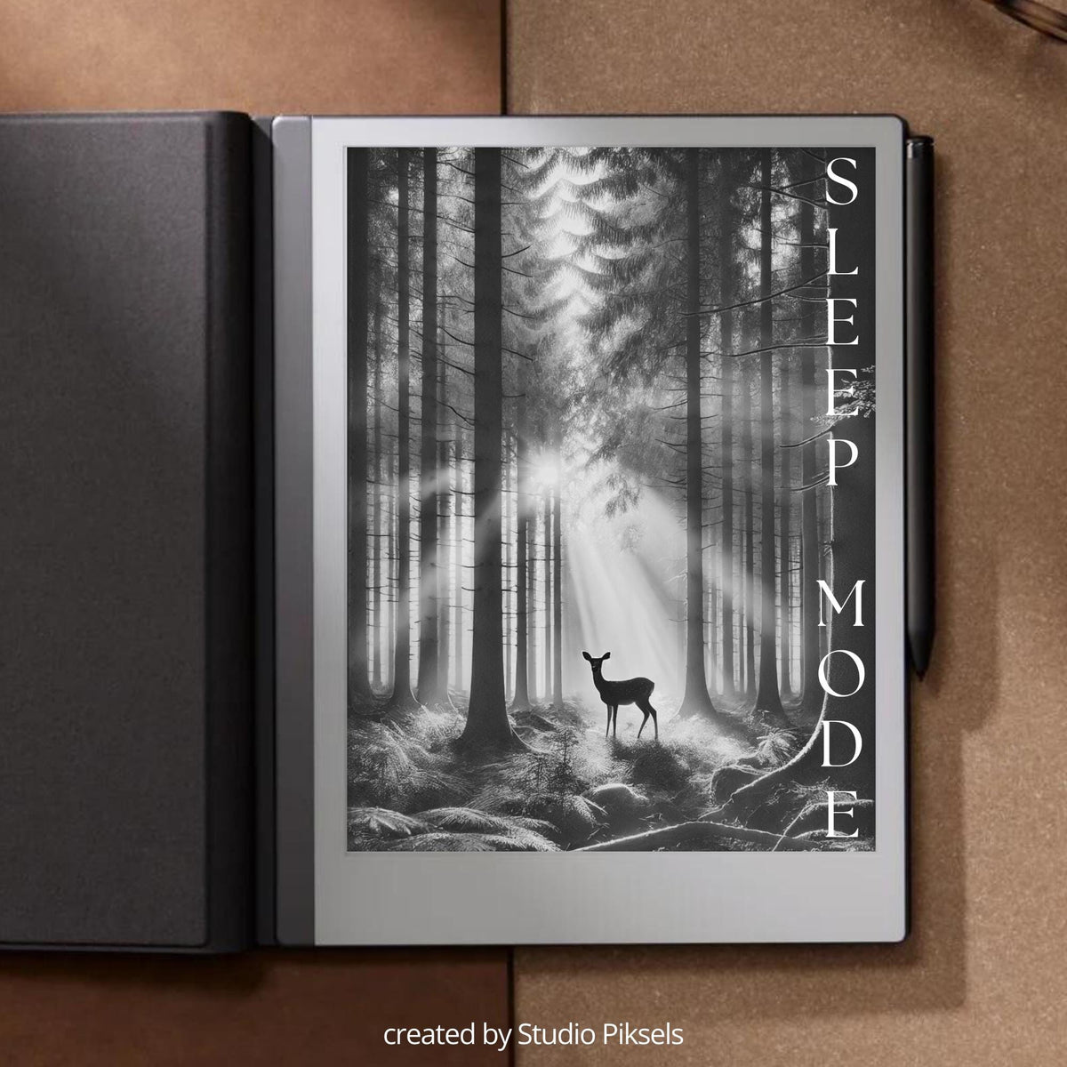 Forest sleep screen bundle for reMarkable 2 and reMarkable Paper Pure with peaceful woodland and mountain artwork in PNG format