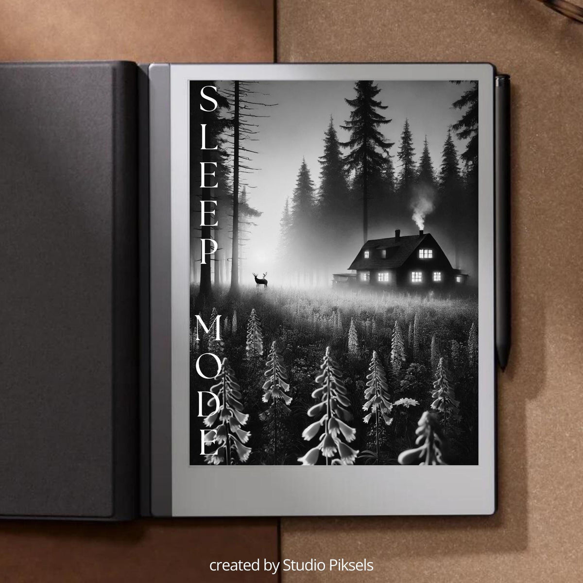 Forest sleep screen bundle for reMarkable 2 and reMarkable Paper Pure with peaceful woodland and mountain artwork in PNG format
