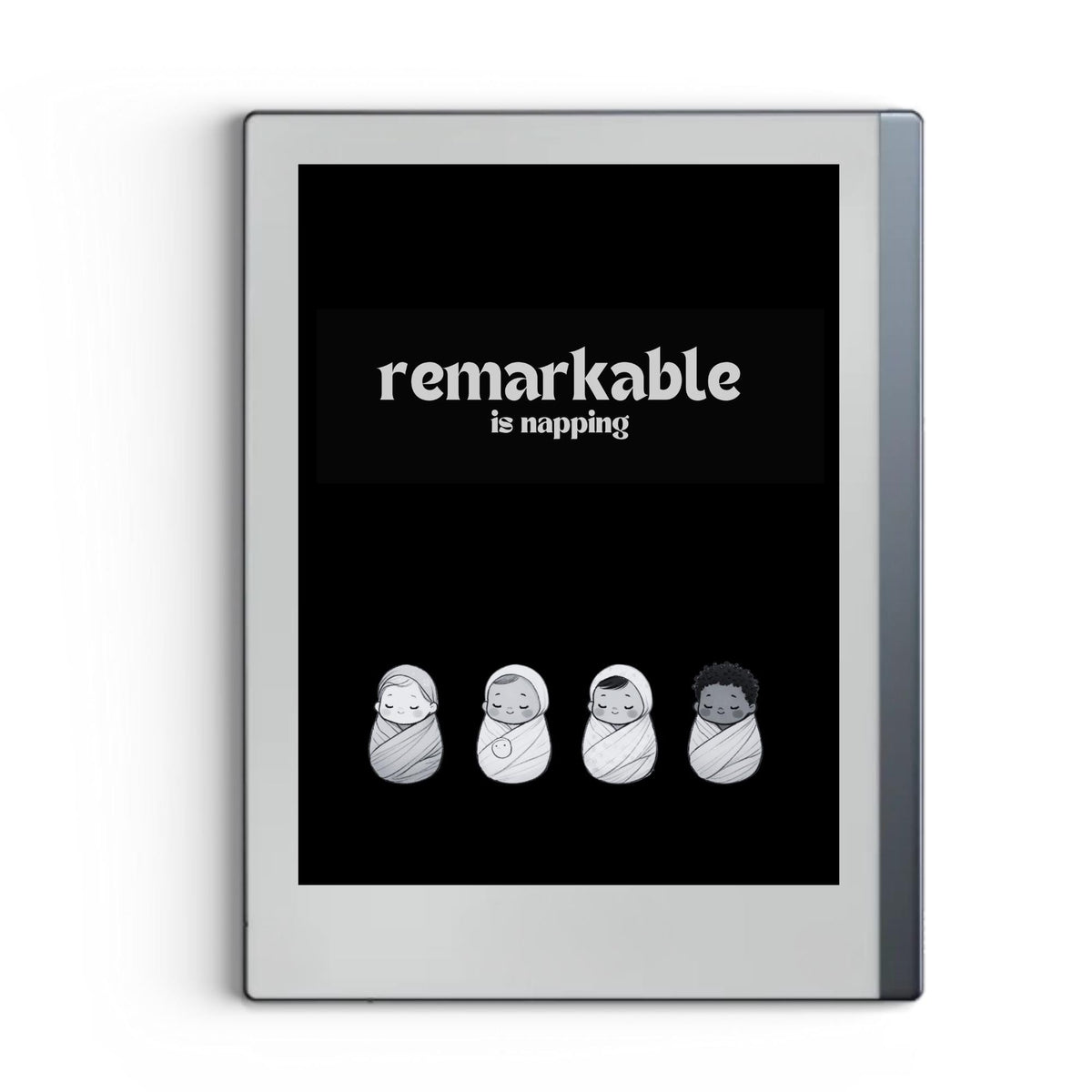 Napping babies sleep screen for reMarkable 2 and reMarkable Paper Pure with cute sleeping baby artwork in PNG format