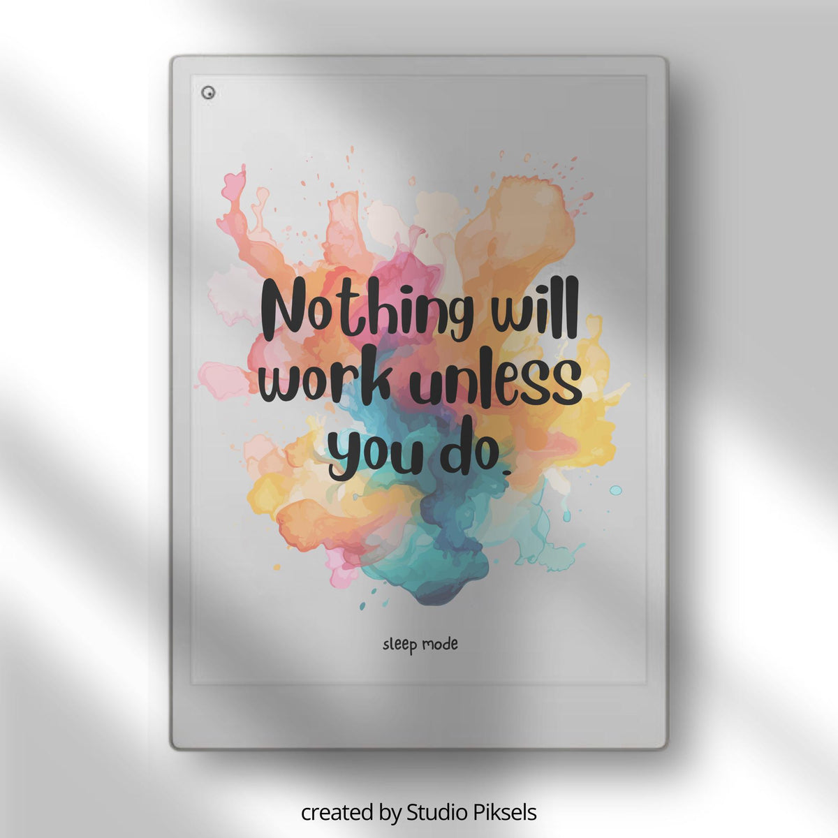 Motivational Sleep Screen Bundle for reMarkable Paper Pro. Featuring uplifting quotes paired with colorful watercolor backgrounds, these sleep screens add a creative and positive touch.