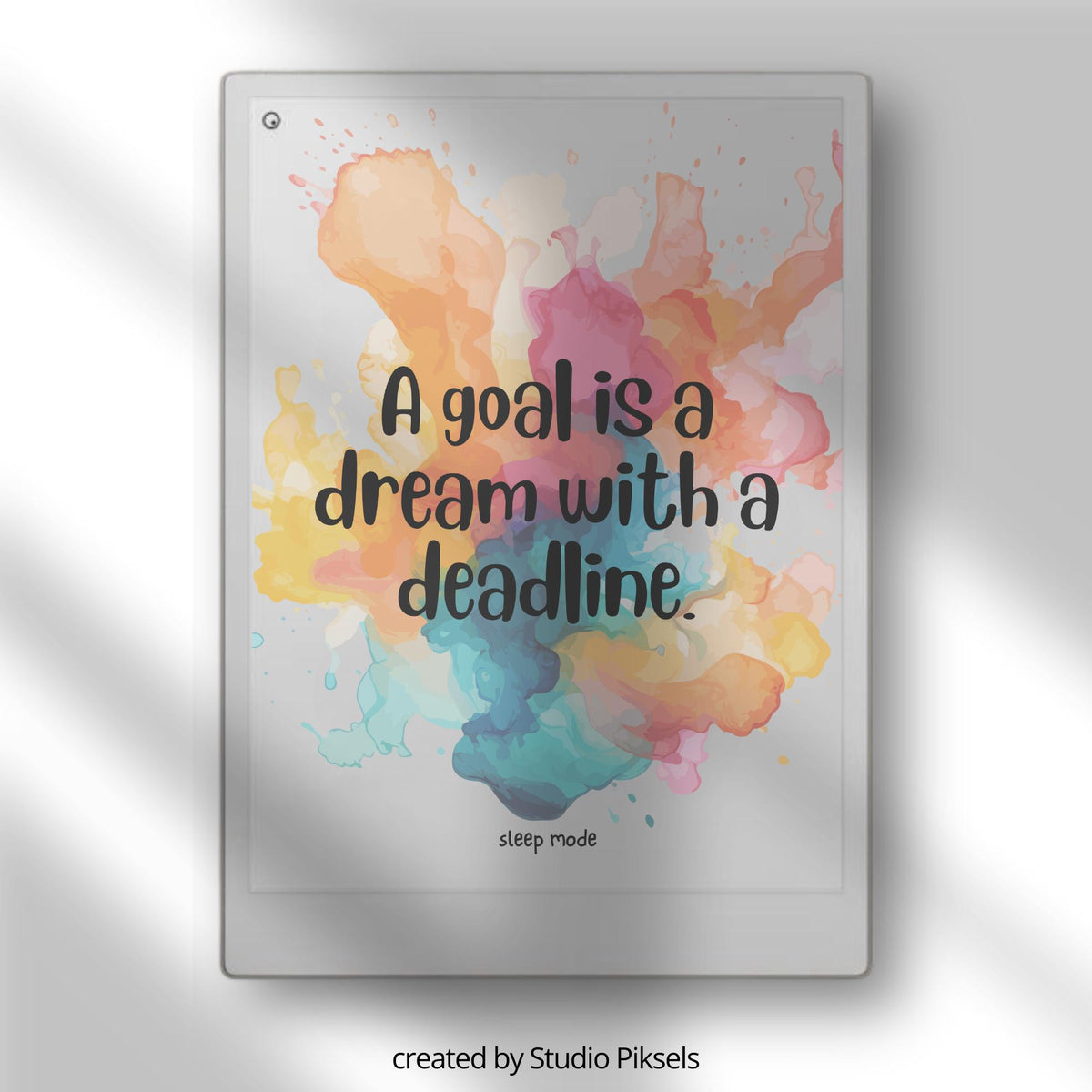 Motivational Sleep Screen Bundle for reMarkable Paper Pro. Featuring uplifting quotes paired with colorful watercolor backgrounds, these sleep screens add a creative and positive touch.
