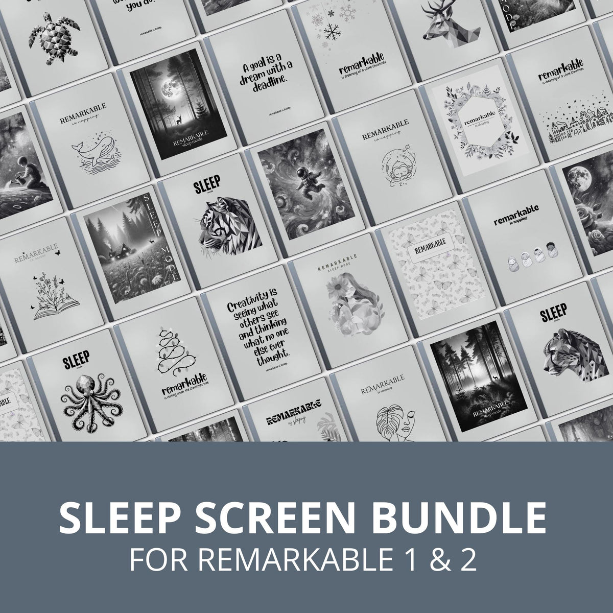 Ultimate Sleep Screen Bundle for reMarkable 2 & 1 With 110 Designs, Screen Cover for reMarkable Paper Pro, Templates for r...