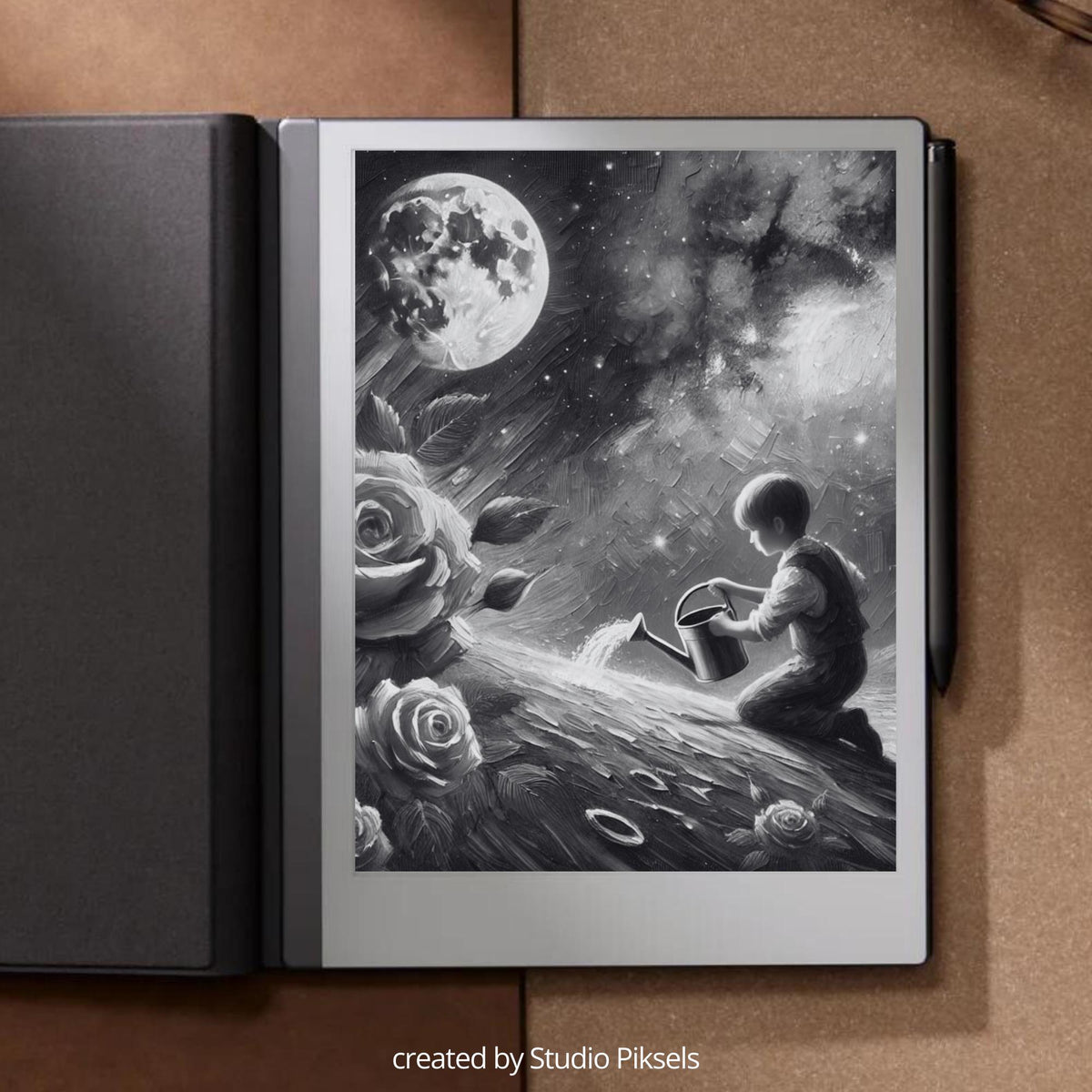 Add a creative and artistic touch to your reMarkable device with this collection of painting-style sleep screens. Designed for grayscale E Ink displays, these illustrated screens bring imagination, storytelling, and personality to your tablet while maintaining excellent clarity and detail.