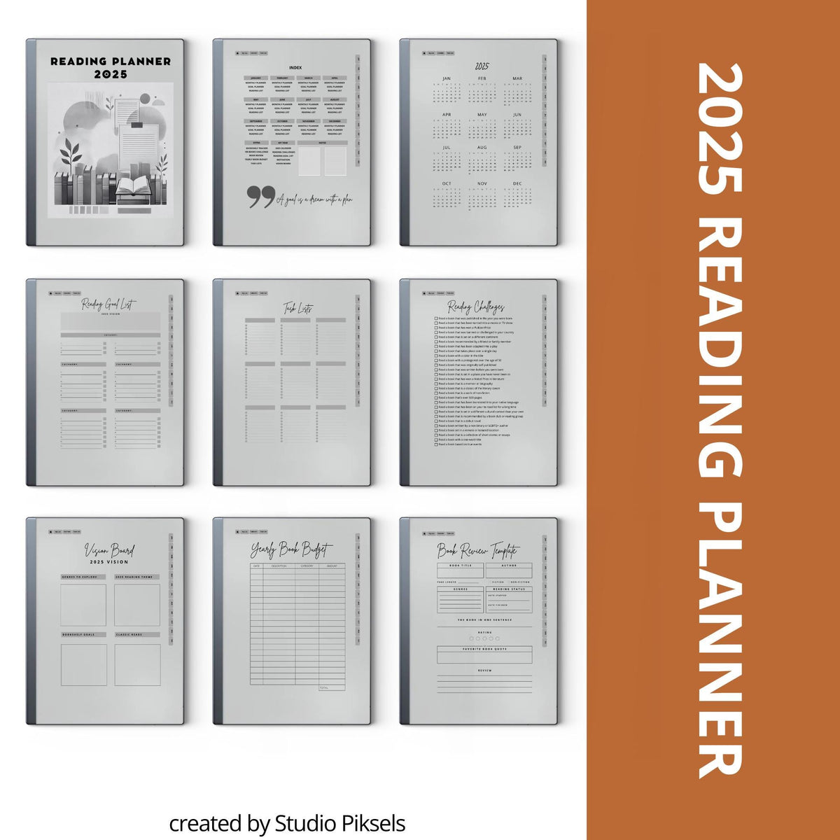 2025 Reading Planner for reMarkable