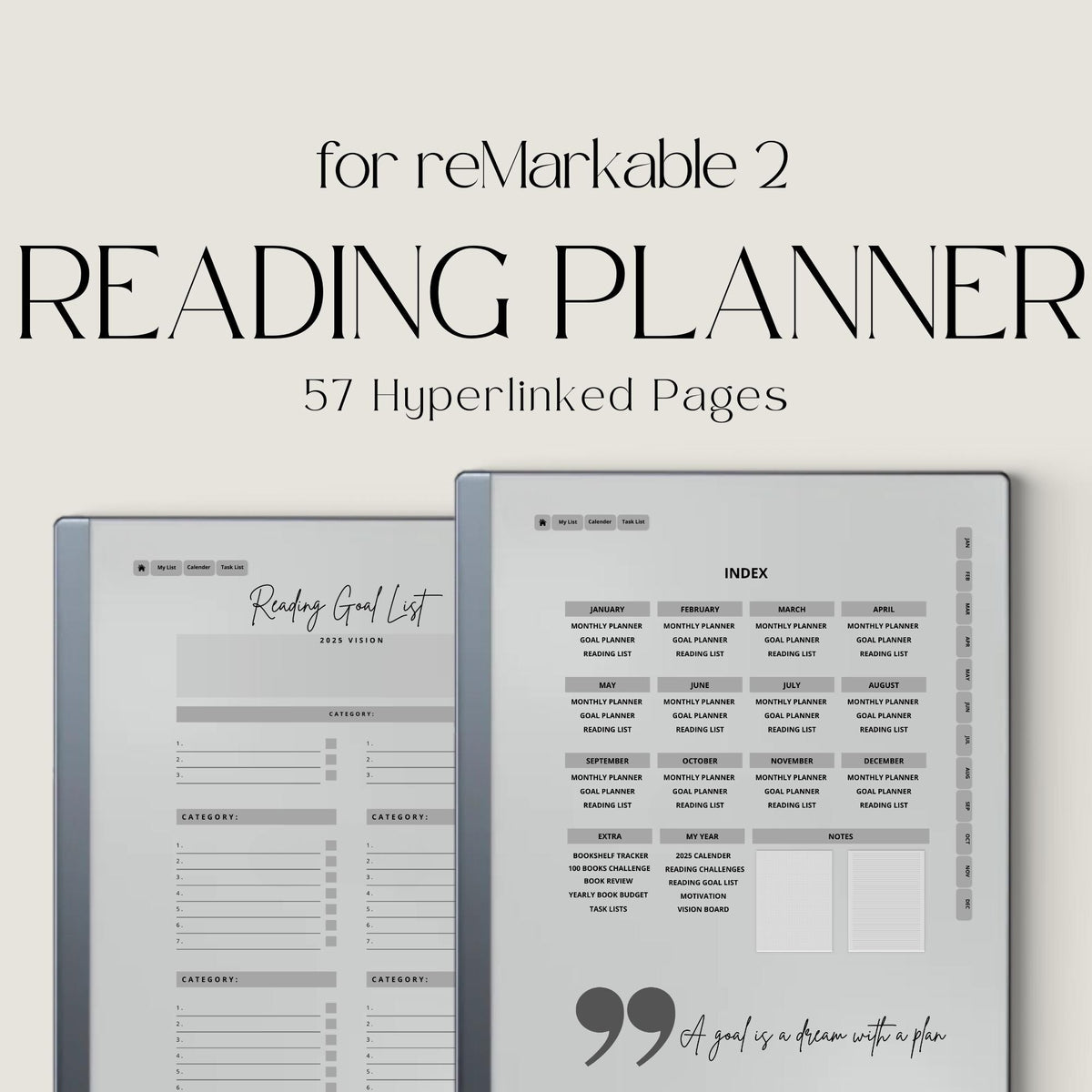 2025 Reading Planner for reMarkable