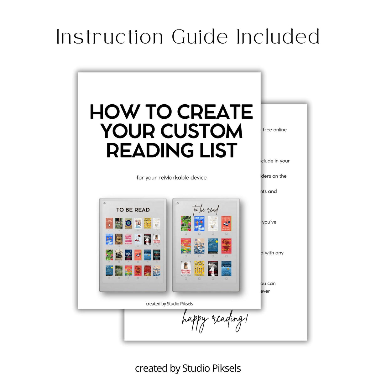 Customizable Reading Planner for reMarkable devices featuring reusable digital book tracking layouts with personalized reading lists, Canva editing, book cover organization, and structured reading journal pages.