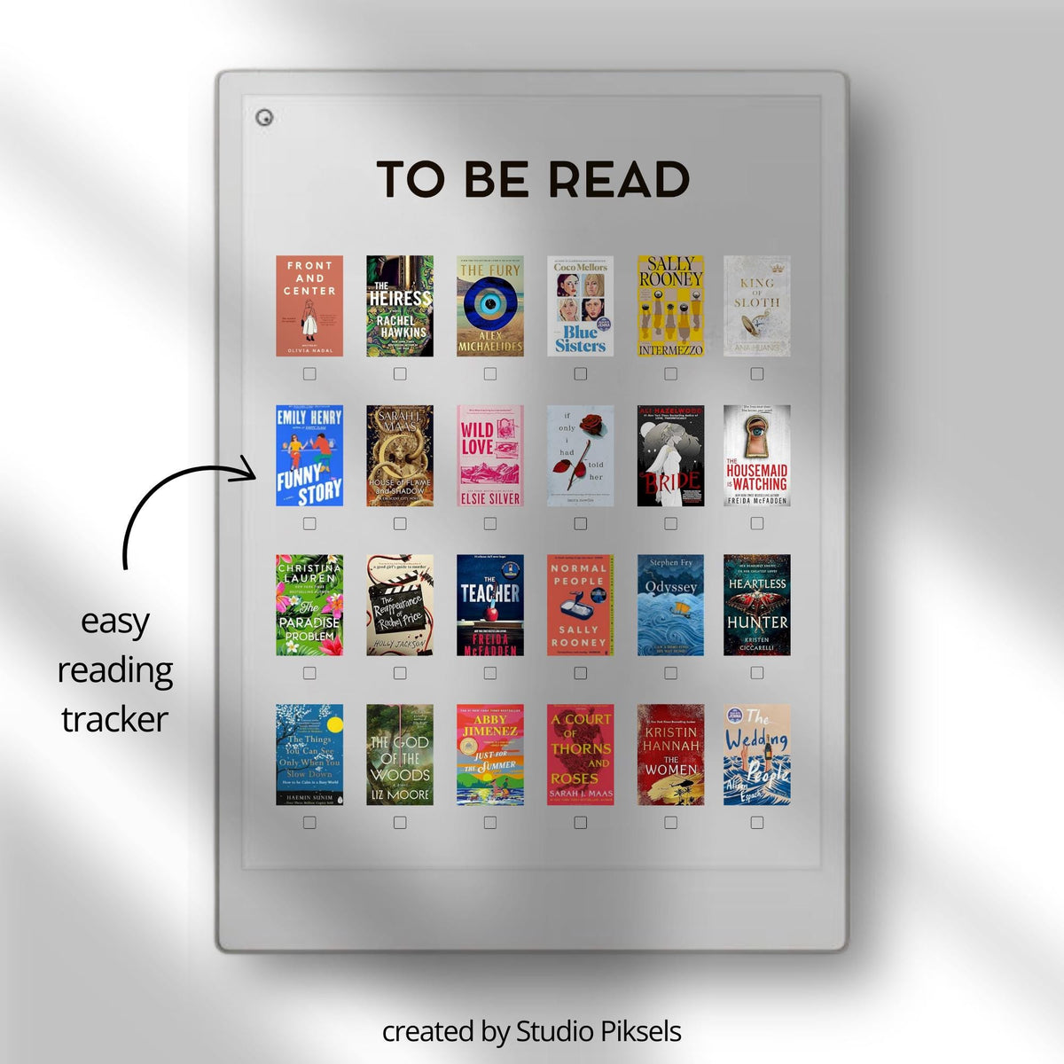 Customizable Reading Planner for reMarkable devices featuring reusable digital book tracking layouts with personalized reading lists, Canva editing, book cover organization, and structured reading journal pages.