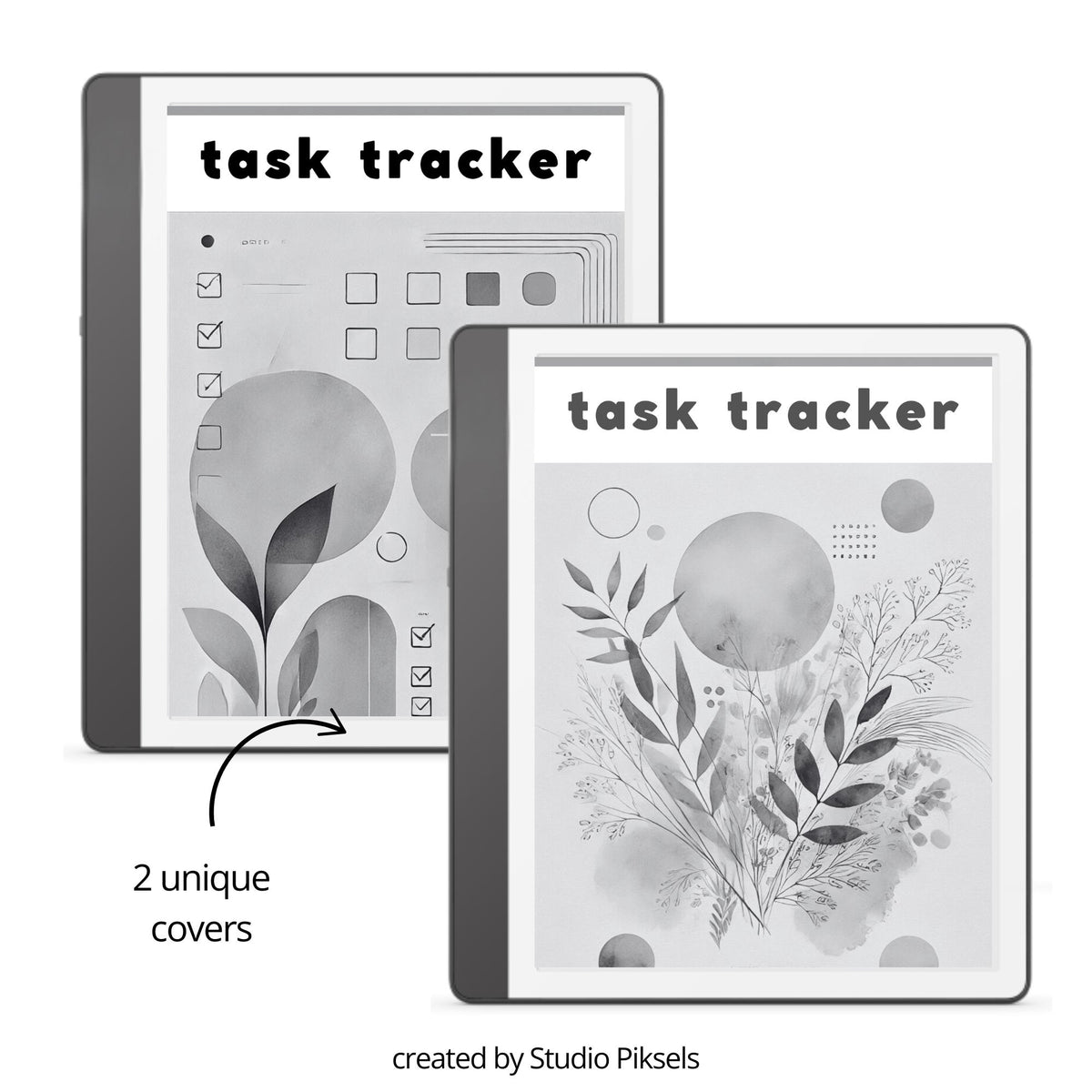 Task Tracker Bundle for Kindle Scribe featuring hyperlinked digital notebooks with daily task planning pages and minimalist productivity layouts.