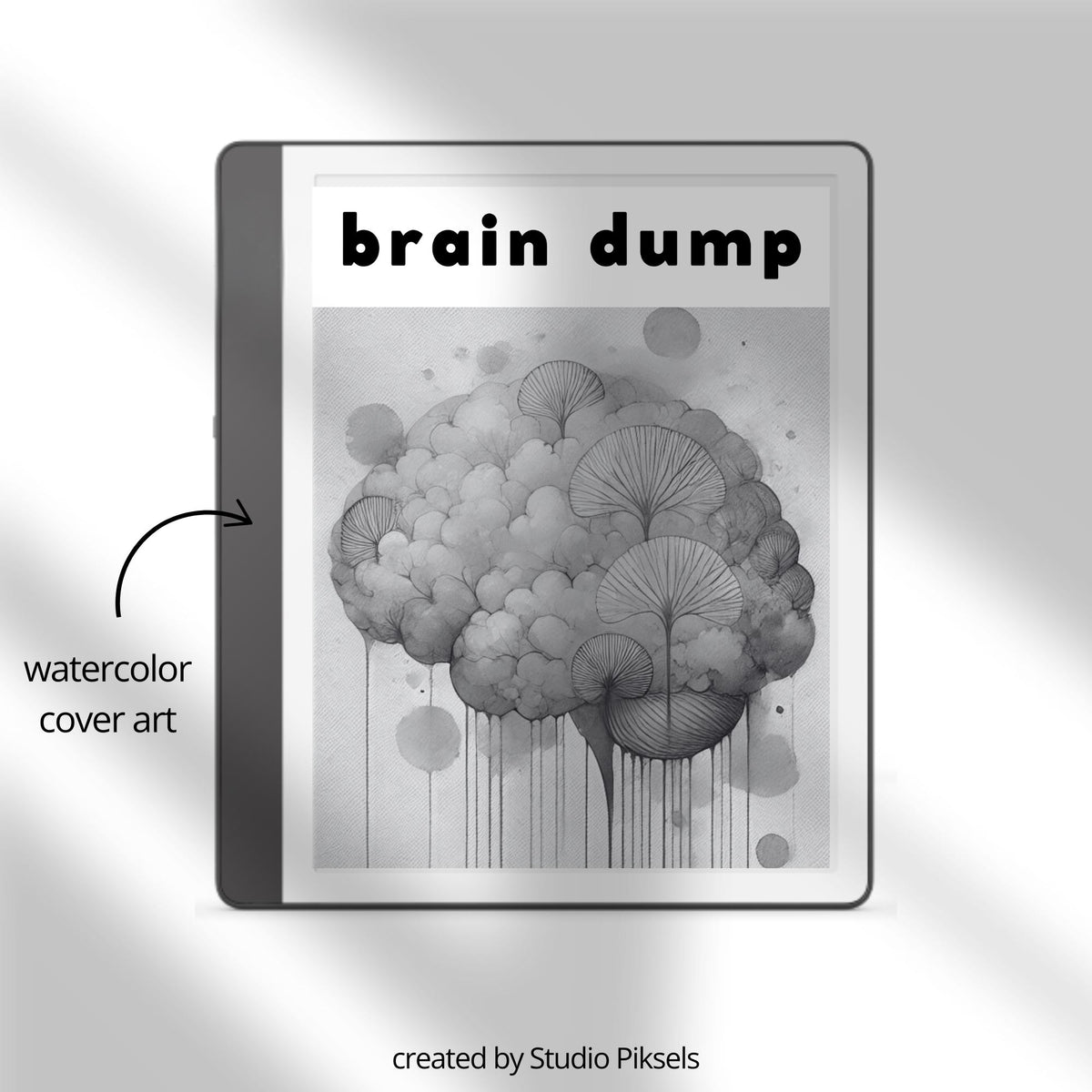 Hyperlinked Brain Dump Notebook for Kindle Scribe featuring lined note pages, clickable navigation, date sections, and minimalist layouts for brainstorming, planning, and digital note-taking.