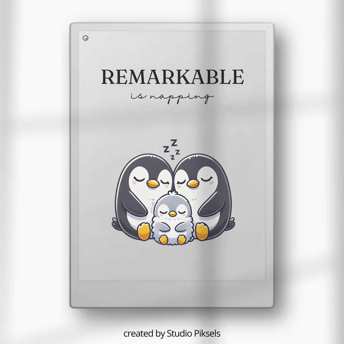 Sleep Screen for reMarkable Paper Pro With Napping Penguins