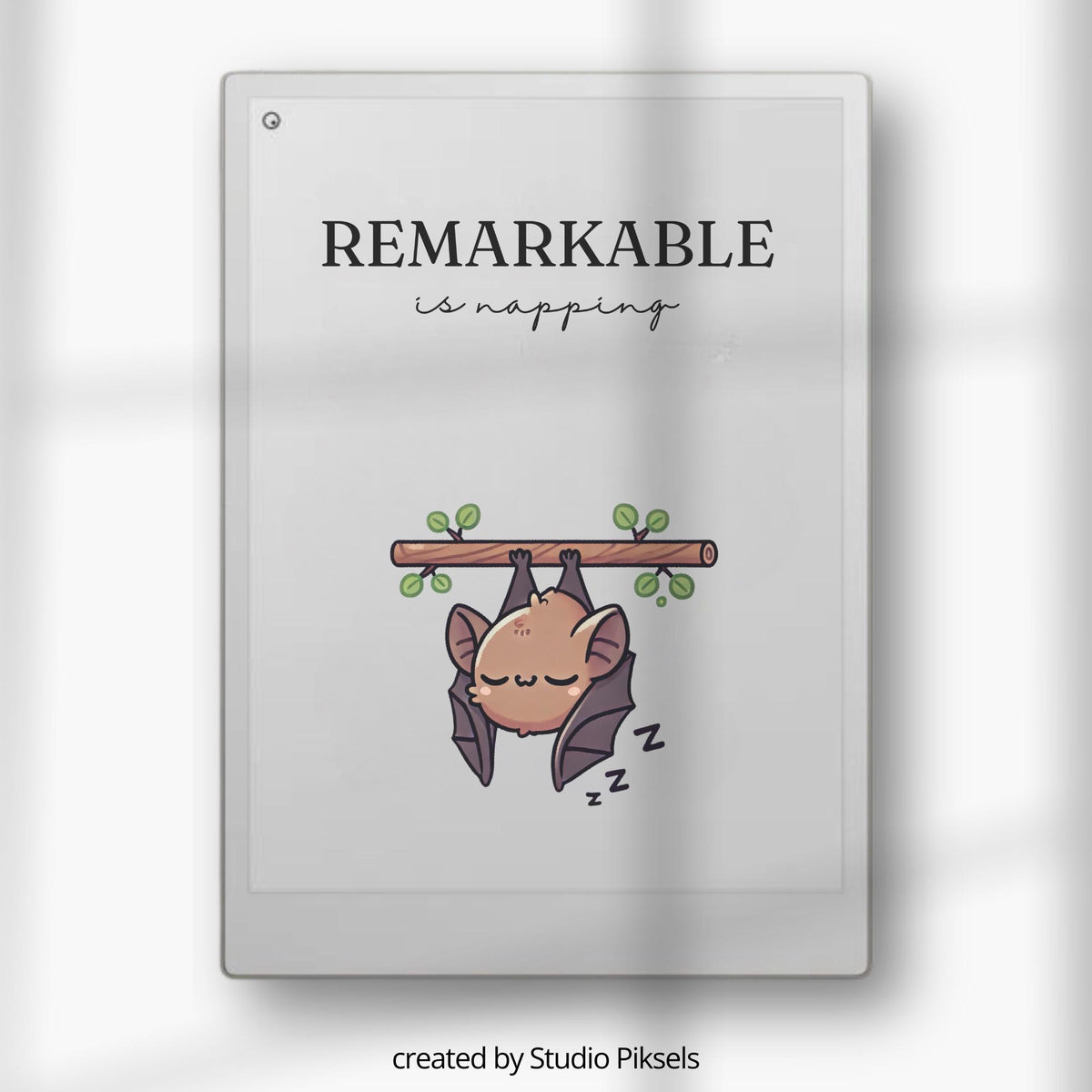 Sleep Screen for reMarkable Paper Pro With Napping Bat