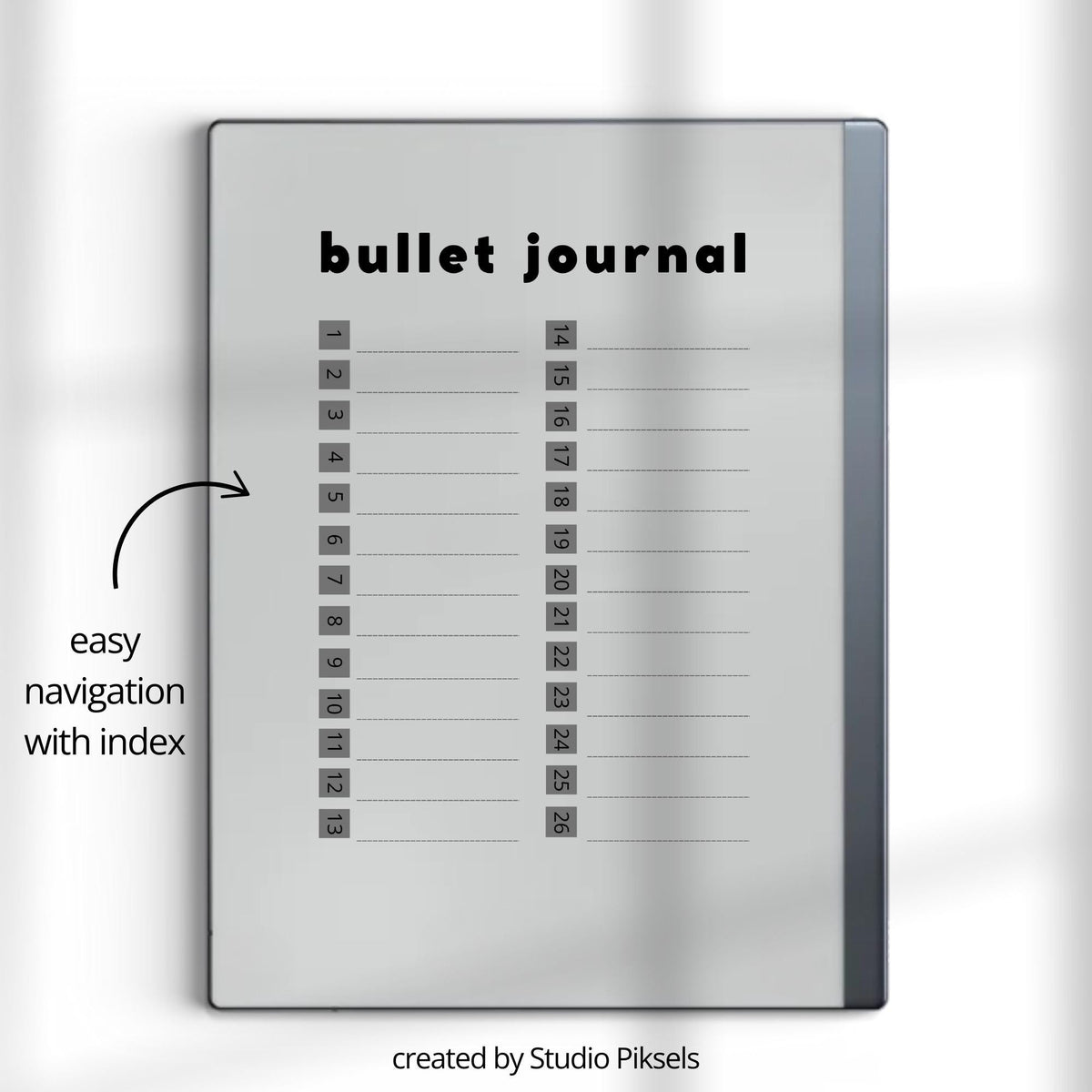 Bullet Journal Bundle for reMarkable Paper Pure and reMarkable 2 with hyperlinked small and large dot grid notebook layouts