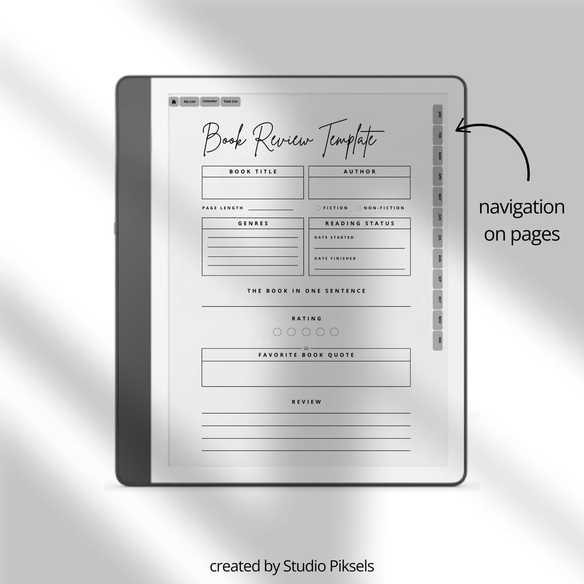 Hyperlinked Reading Planner for Kindle Scribe
