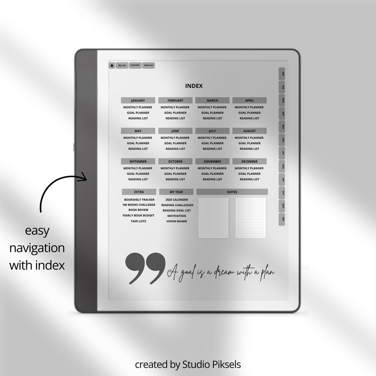 Hyperlinked Reading Planner for Kindle Scribe