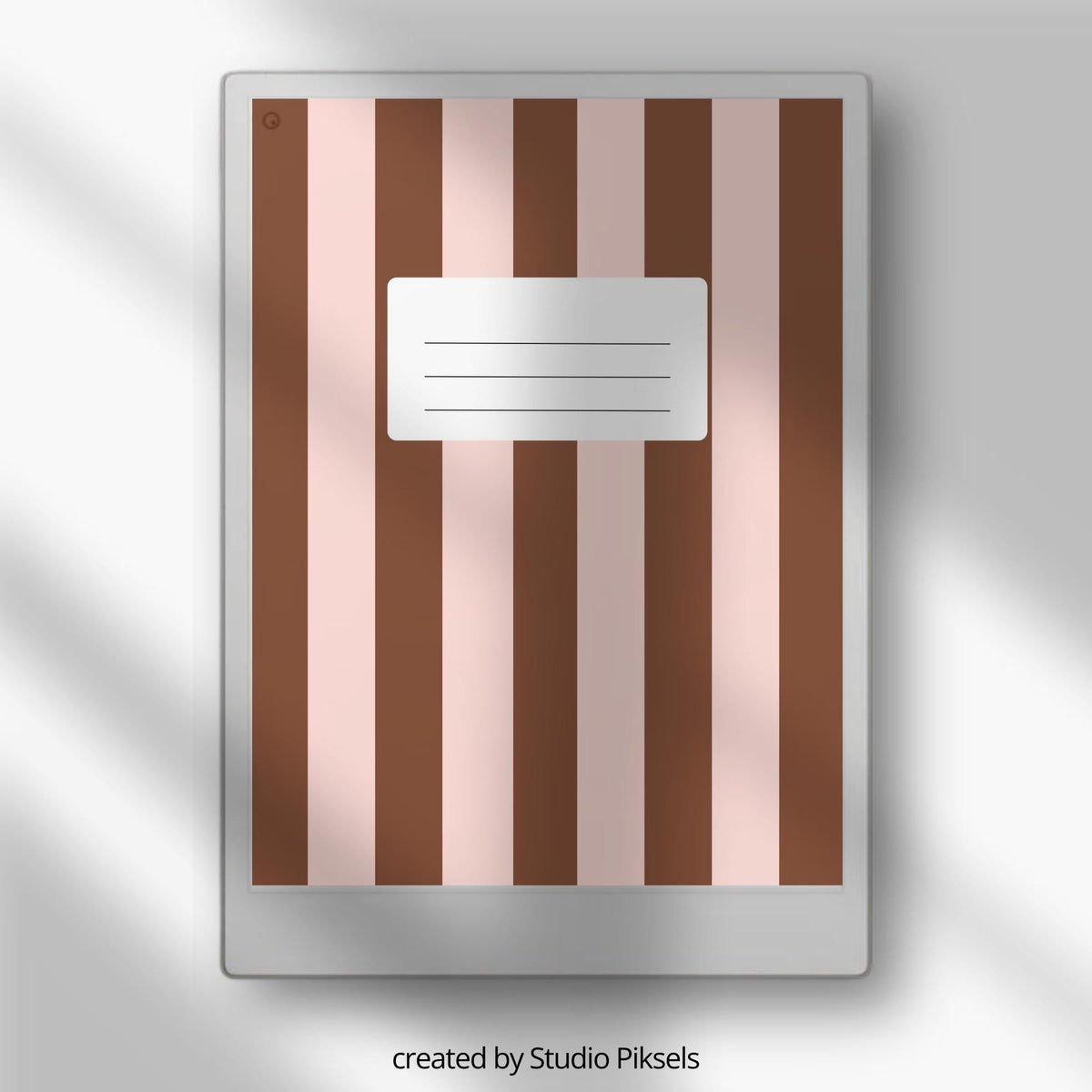 Striped notebook cover bundle for the reMarkable Paper Pro featuring 12 minimalist vertical and horizontal digital covers, geometric line patterns, and file organization layouts.