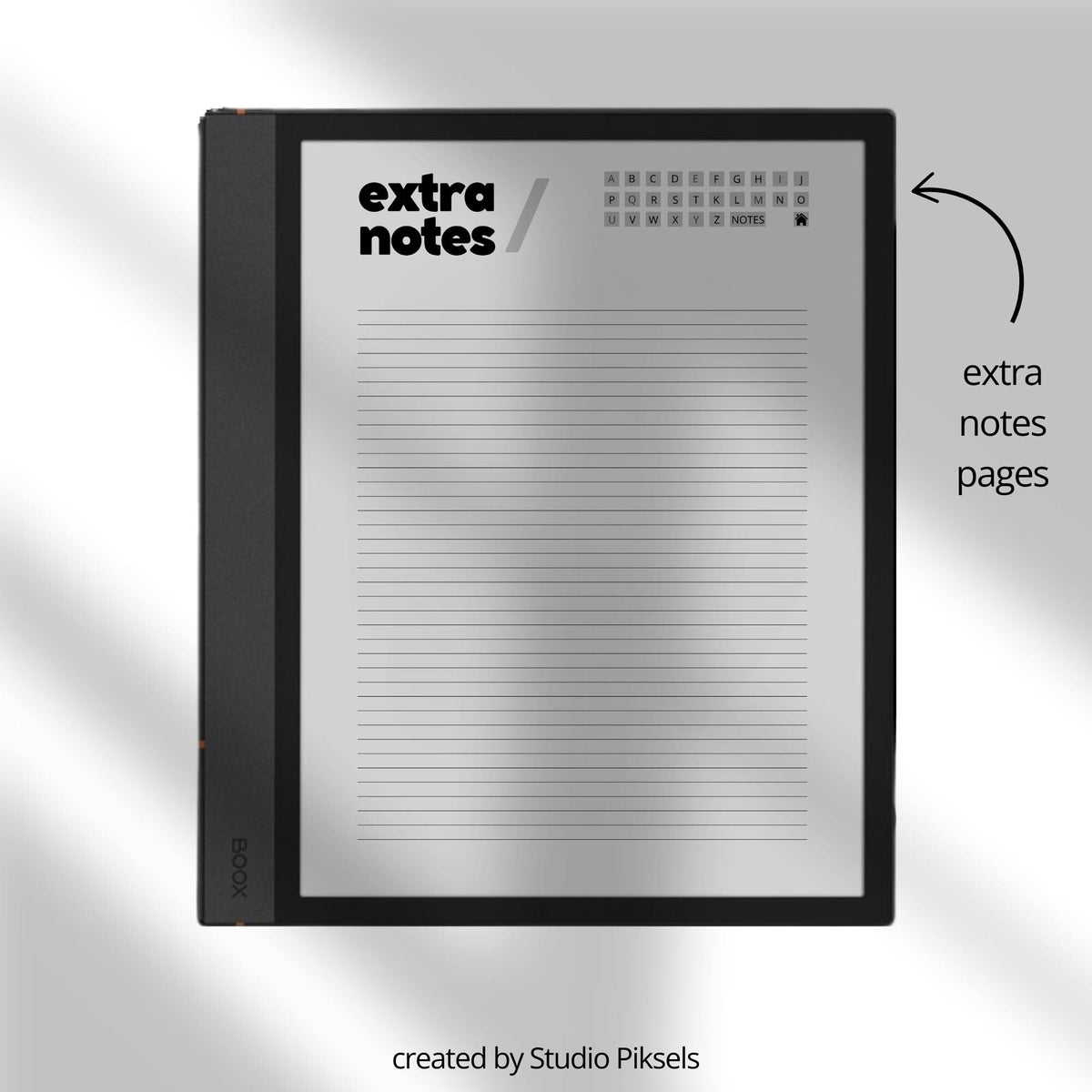 Hyperlinked Address Book for BOOX Note with alphabetical contact sections, linked navigation, and minimalist digital organizer pages.