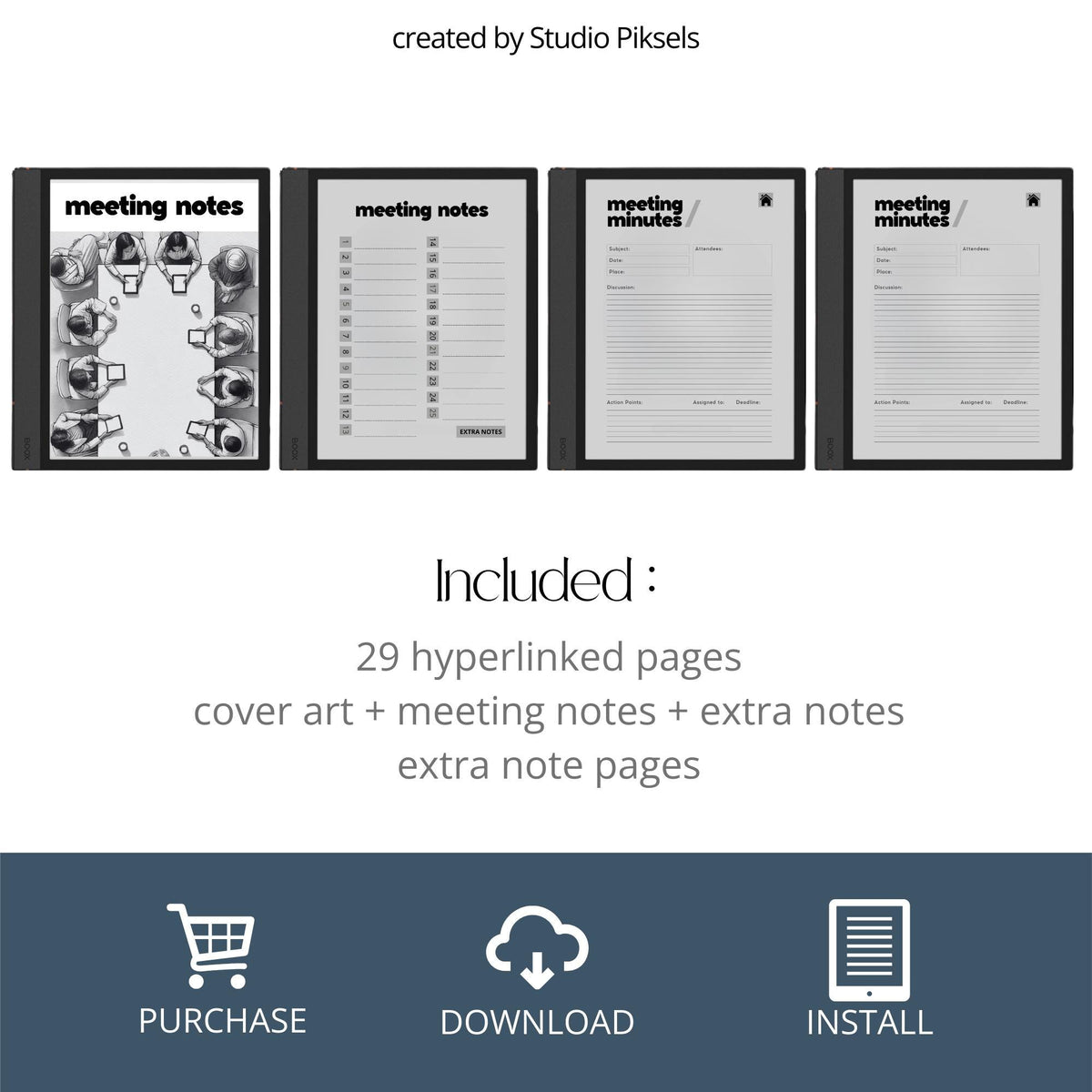 Hyperlinked Meeting Minutes Notebook for BOOX Note