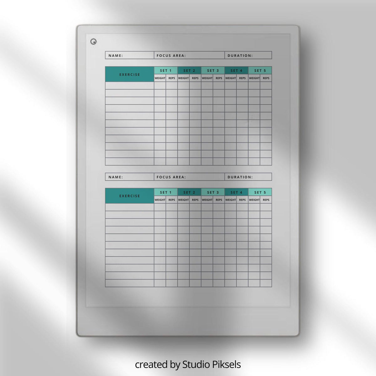Workout tracker for reMarkable Paper Pro with 60 pages 