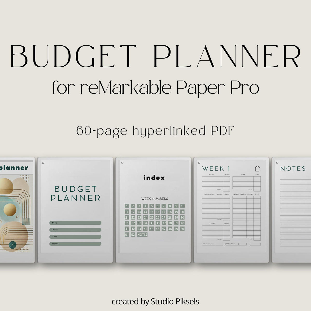 Budget Planner for reMarkable Paper Pro, Financial Planner, Money Planner, Budget Tracker, Finance Planner for Paper Pro,...