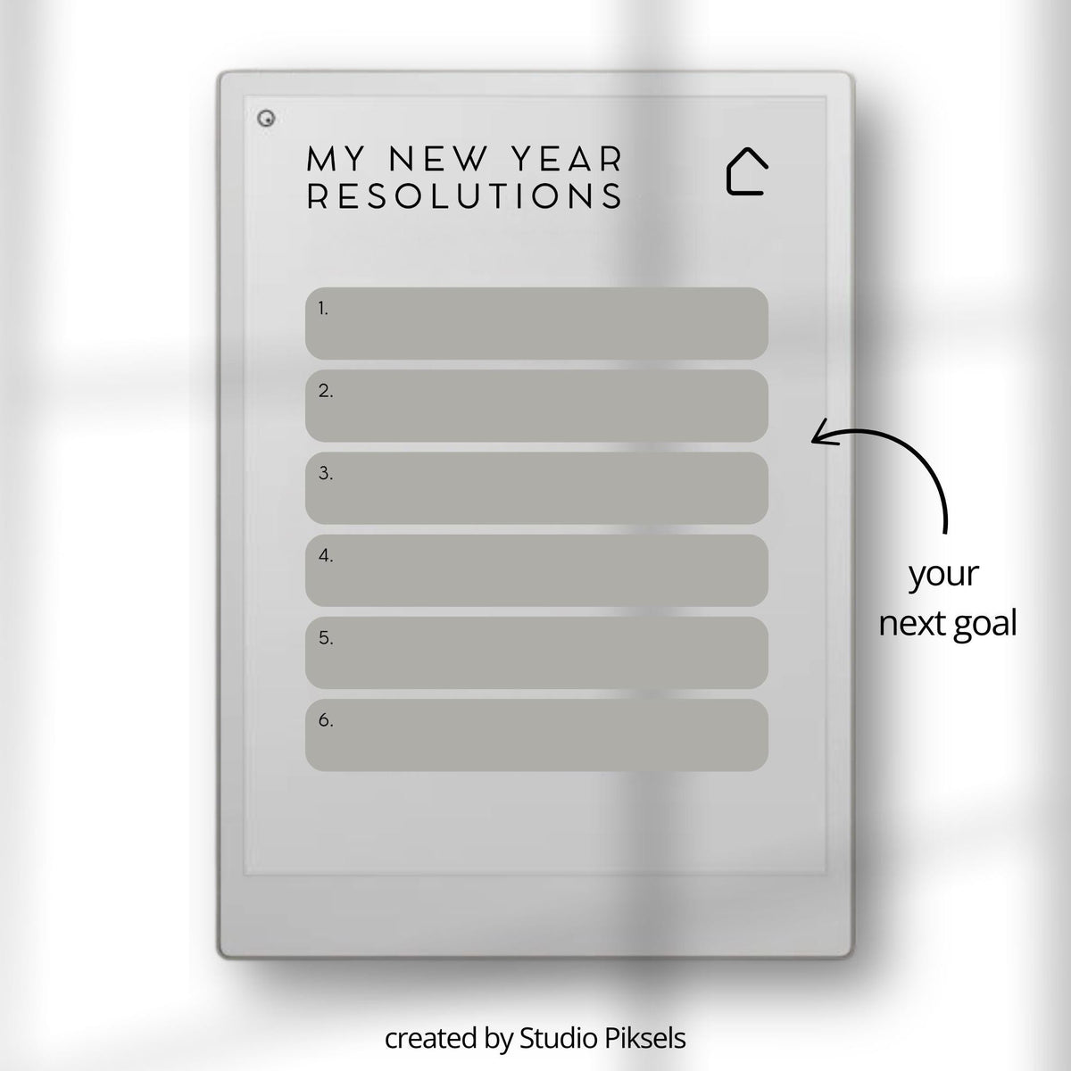 Hyperlinked Gratitude Journal for reMarkable Paper Pro with weekly reflection pages, guided gratitude prompts, goal-setting layouts, and digital mindfulness journaling templates.