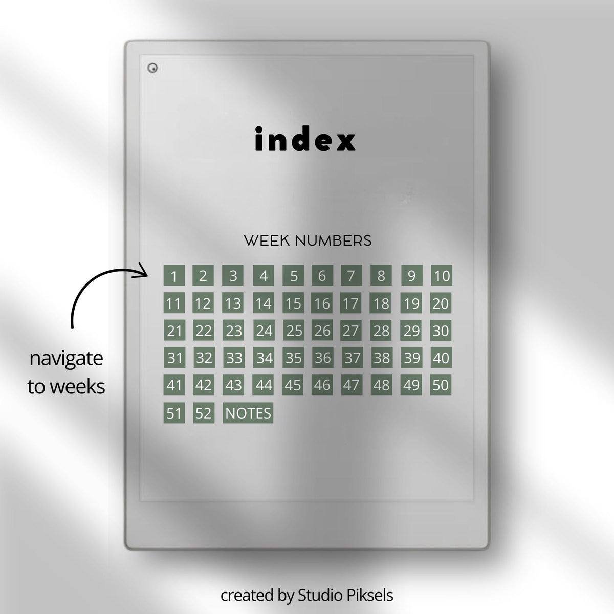 Weekly self care planner for reMarkable Paper Pro featuring hyperlinked wellness tracking pages, guided reflection sections, mindfulness journaling, and reusable digital planning layouts.
