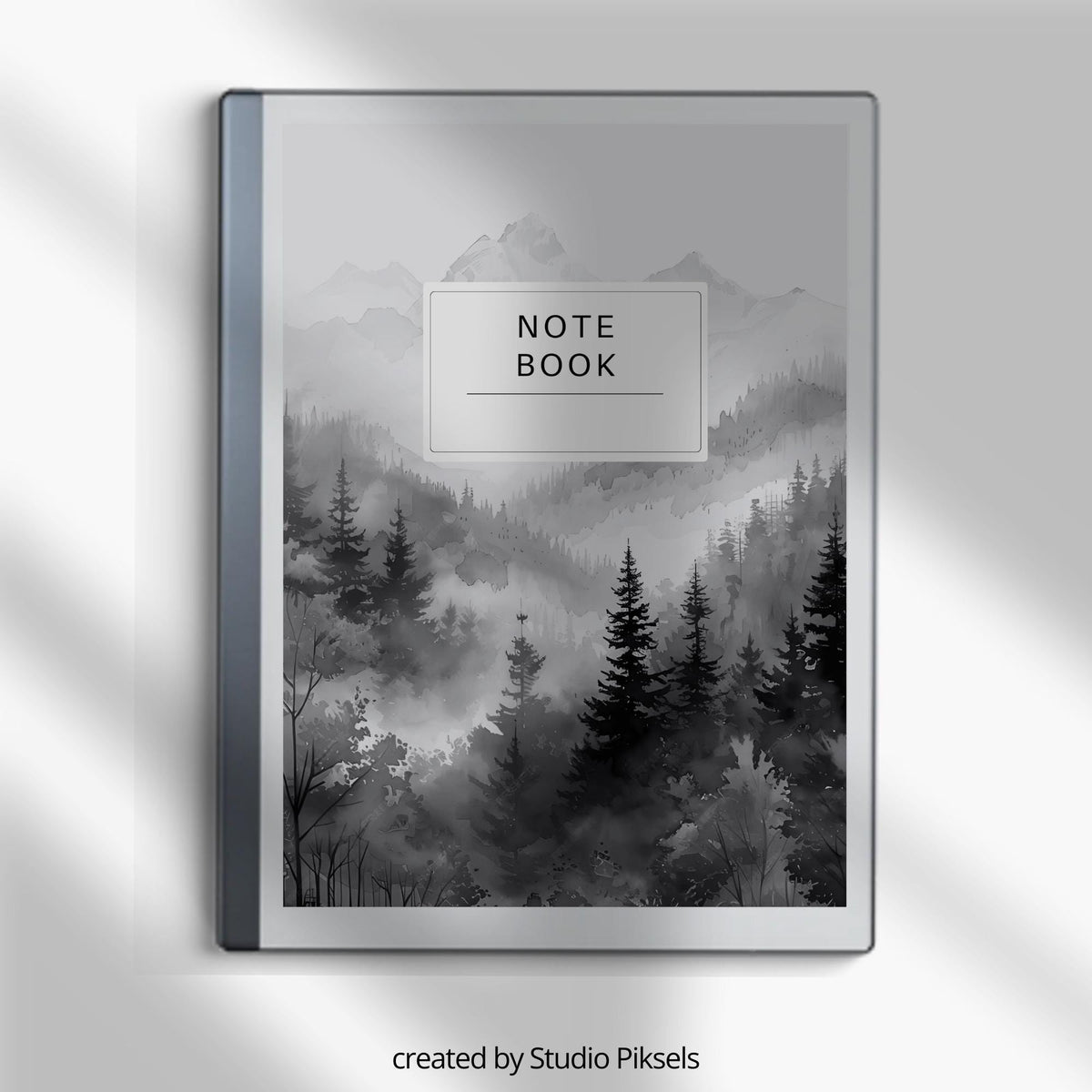 Monochrome landscape notebook covers for reMarkable 2 and reMarkable Paper Pure with black-and-white nature PDF designs