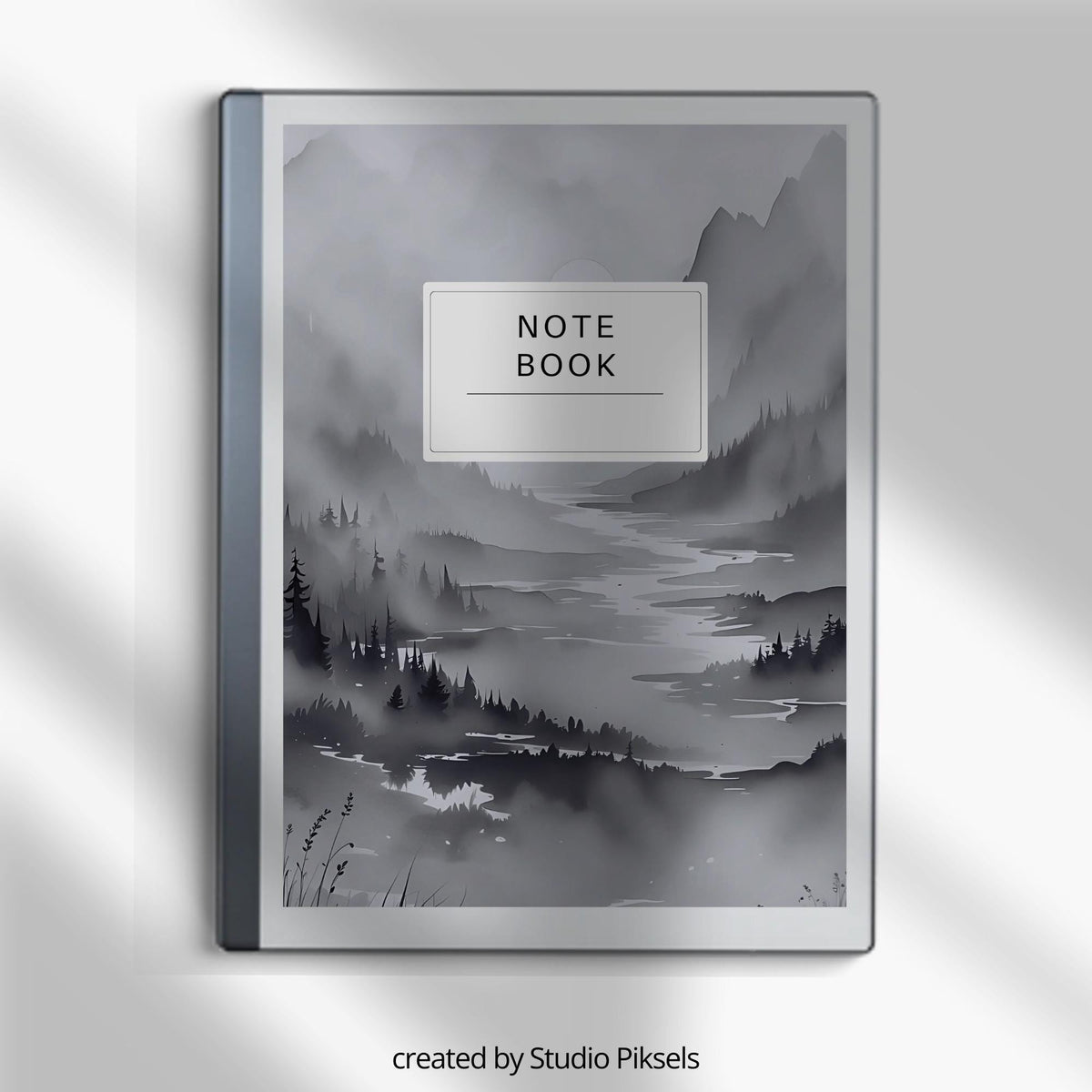 Monochrome landscape notebook covers for reMarkable 2 and reMarkable Paper Pure with black-and-white nature PDF designs